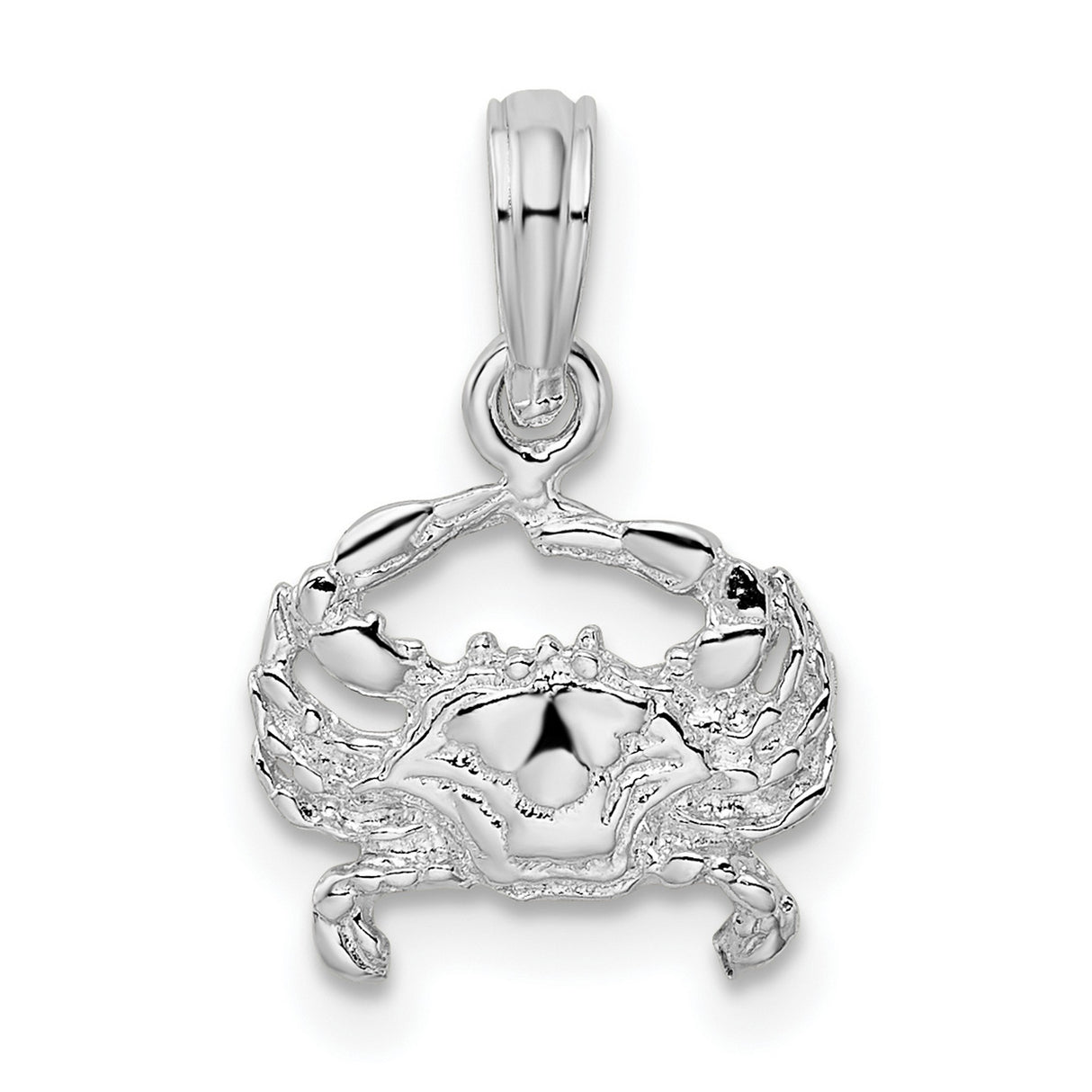 Polished Blue Crab Charm Pendant in Real 925 Sterling Silver