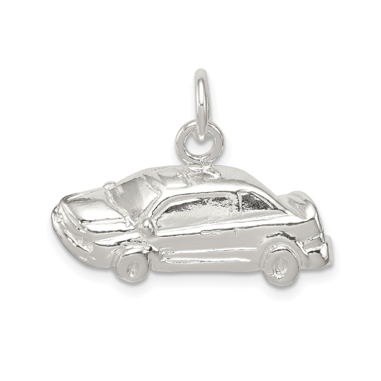 Sterling Silver Car Pendant Charm with Detailed Sedan Design, Unisex Automotive Theme Jewelry