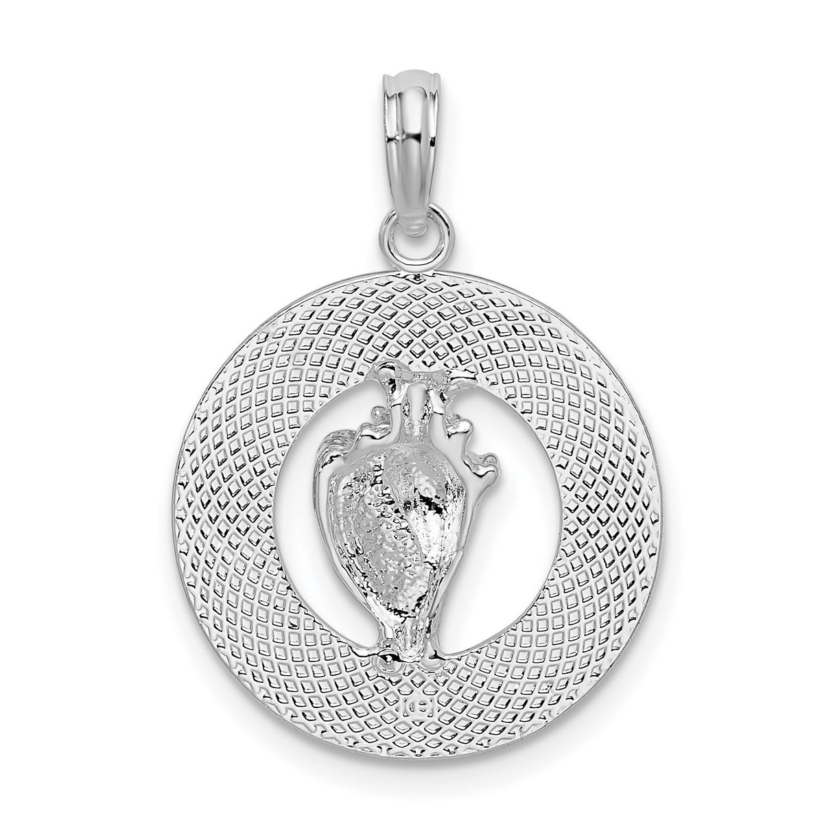 Sterling Silver Pendant with Conch Shell Design, Ocean City Maryland Coastal Charm