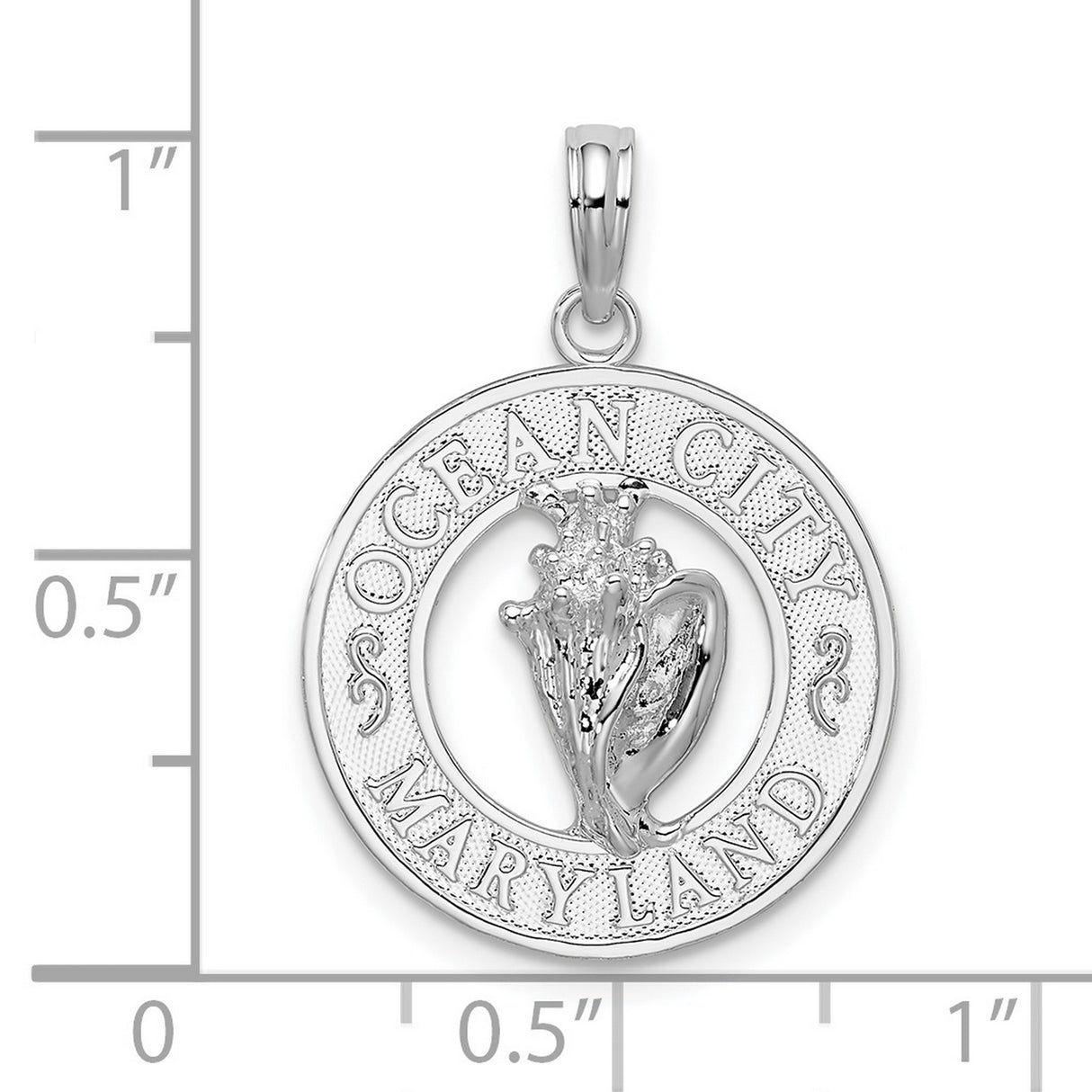 Sterling Silver Pendant with Conch Shell Design, Ocean City Maryland Coastal Charm