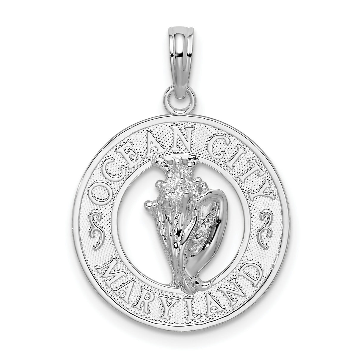 Sterling Silver Pendant with Conch Shell Design, Ocean City Maryland Coastal Charm
