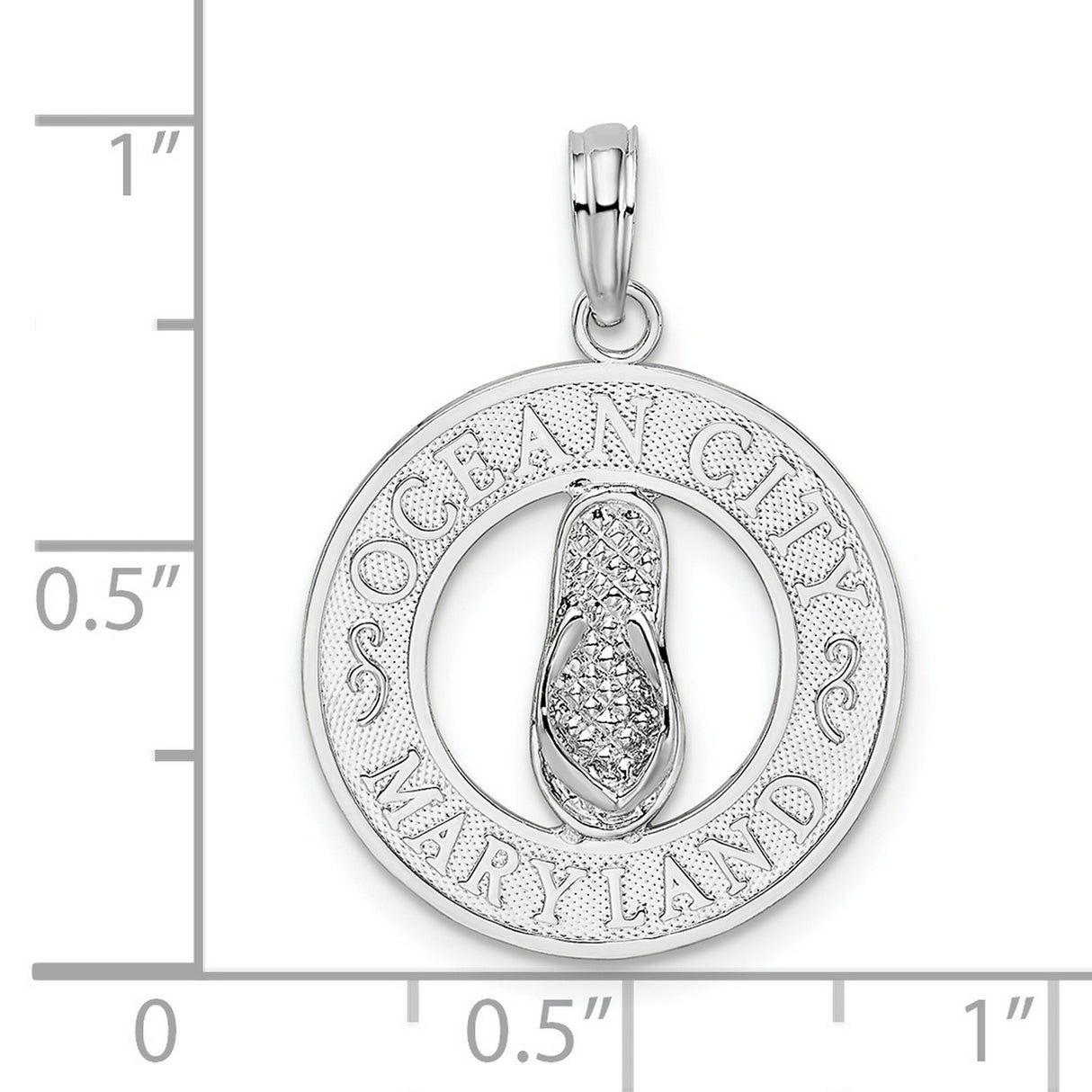 Sterling Silver Flip-Flop Pendant with Ocean City Maryland Engraving, Beach Vacation Jewelry