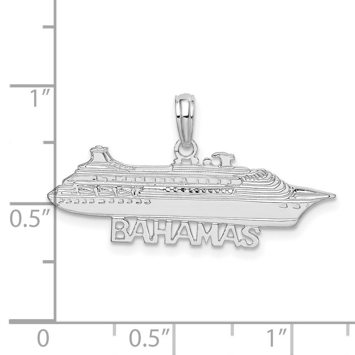 Sterling Silver Cruise Ship Pendant with Bahamas Inscription, Nautical Travel Charm