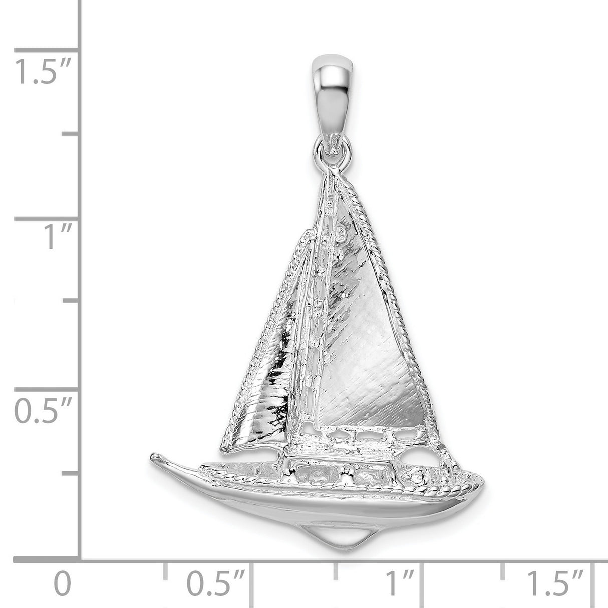Sterling Silver Sailboat Pendant, Nautical 3D Boat Charm, Coastal Ocean Sailing Theme