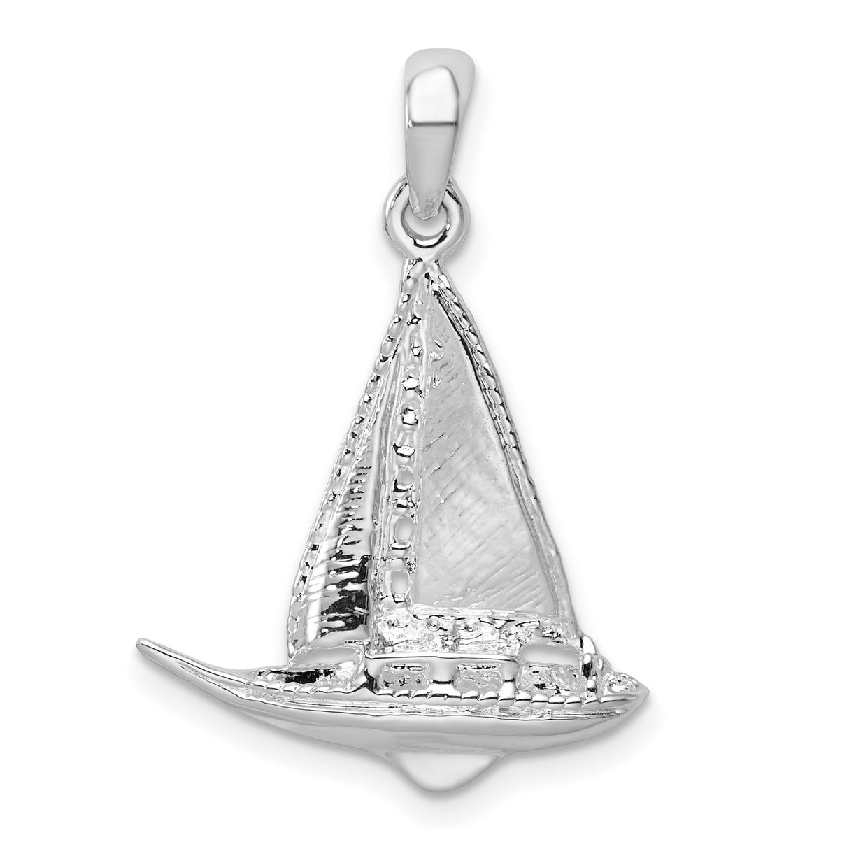 Sterling Silver Sailboat Pendant with Detailed Yacht Design, Nautical Theme Jewelry