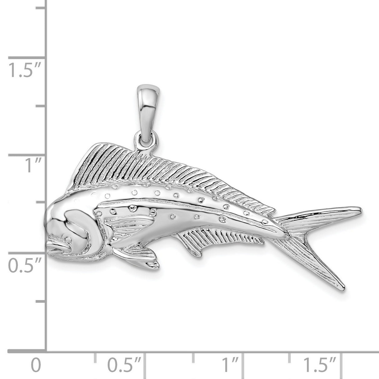 Sterling Silver Fish Pendant with Detailed Mahi Mahi Design, Nautical Marine Jewelry for Men