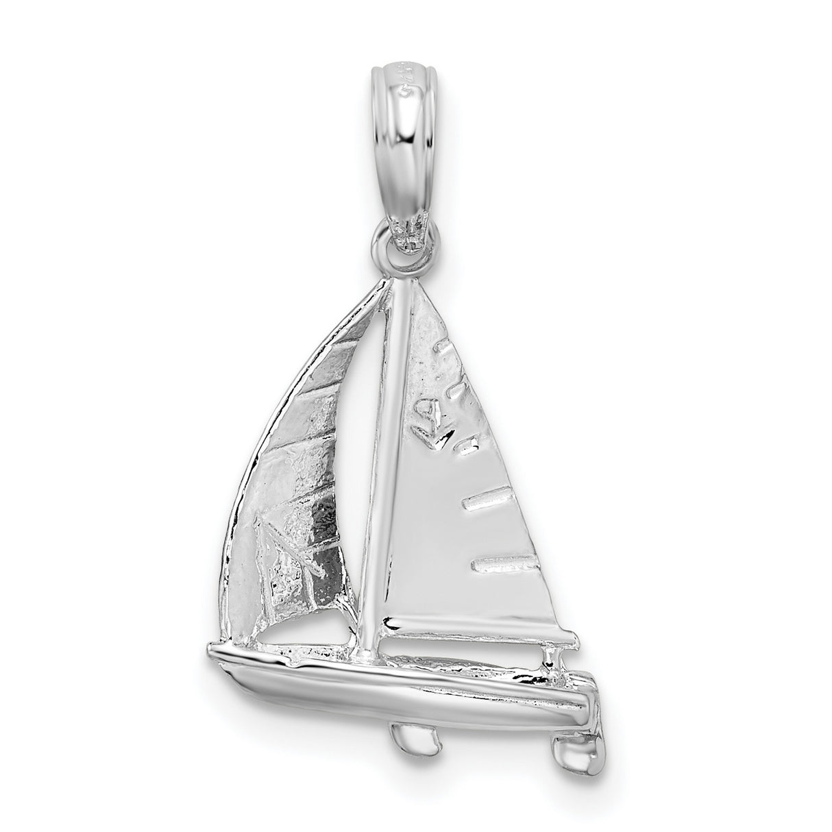 Sterling Silver Sailboat Pendant with Detailed Sail Design, Nautical Jewelry for Ocean Lovers
