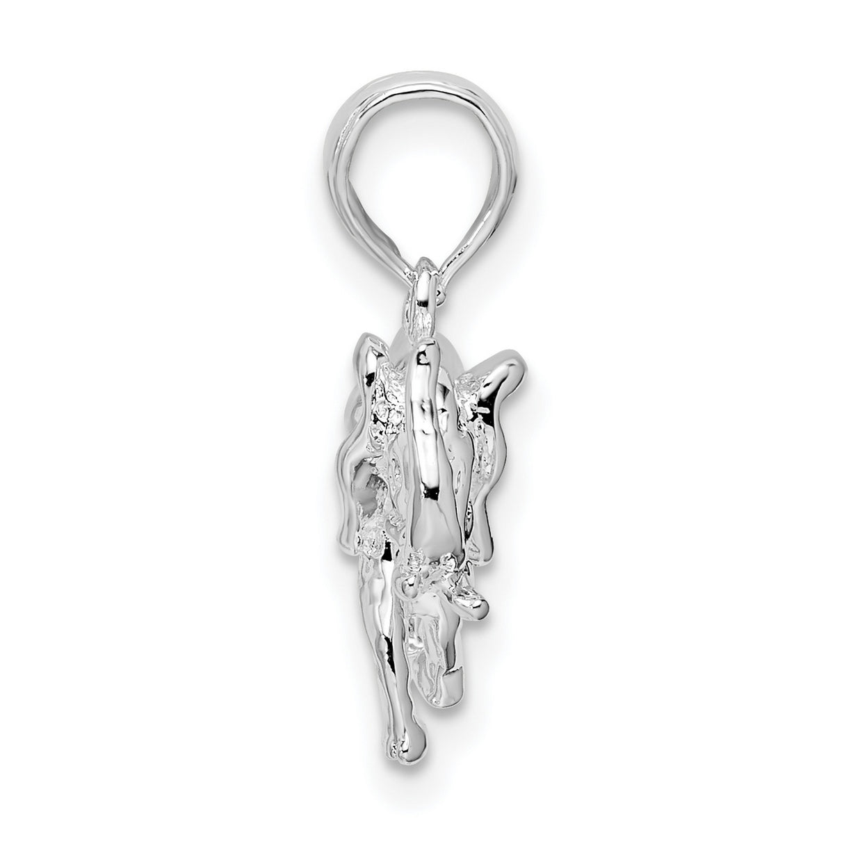 Sterling Silver Elephant Pendant with Raised Trunk, Symbol of Strength and Luck