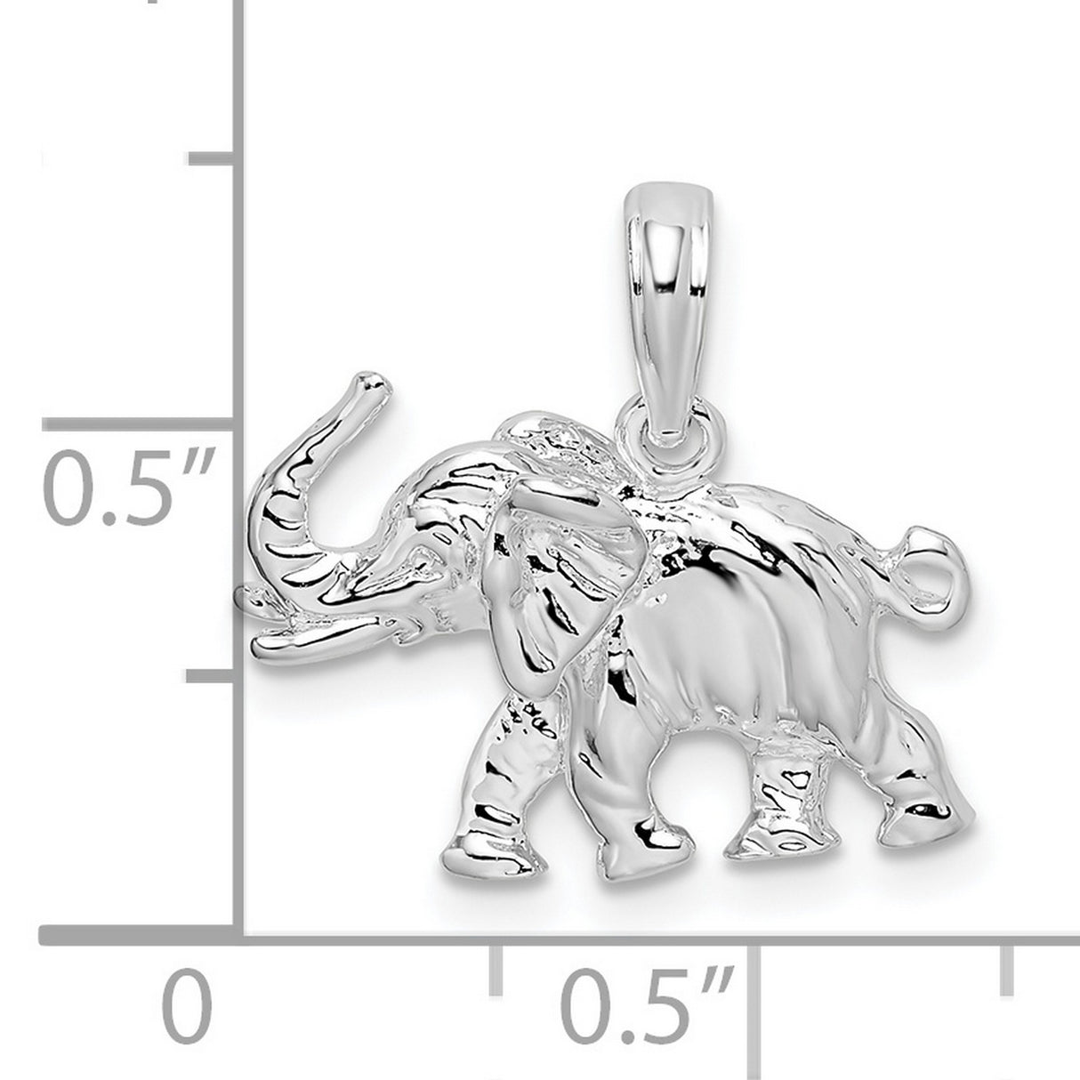 Sterling Silver Elephant Pendant with Raised Trunk, Symbol of Strength and Luck