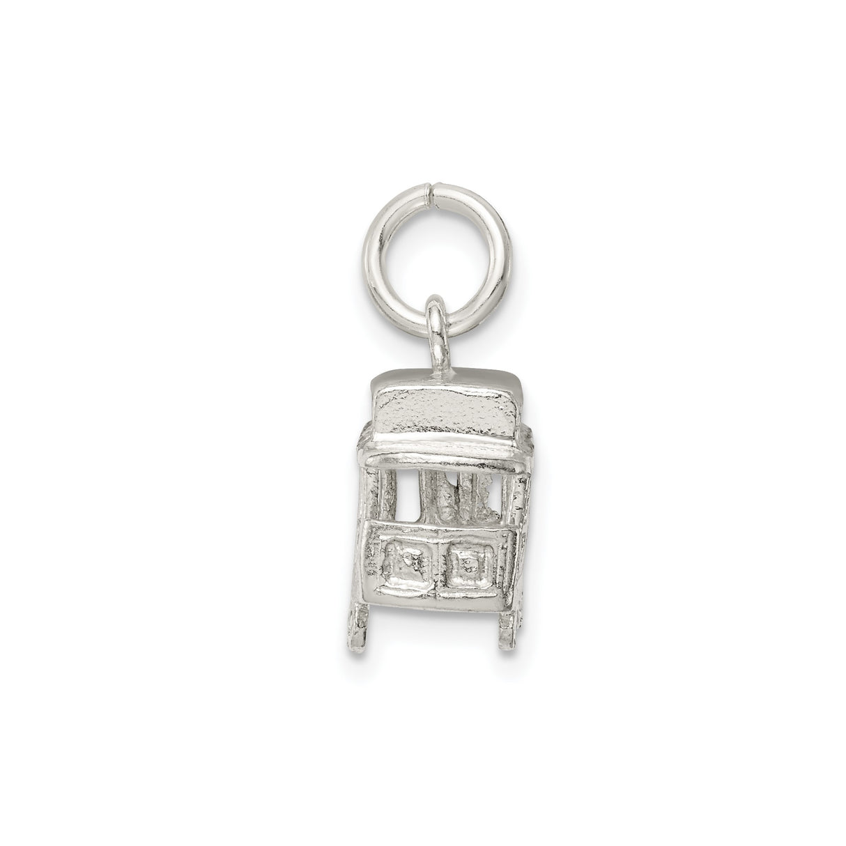 Sterling Silver Trolley Car Charm Pendant, Detailed Cable Car Design, Urban Travel Souvenir
