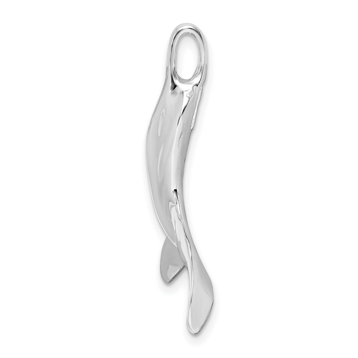 Sterling Silver Whale Tail Pendant, Polished Finish Nautical Beach Style Jewelry for Women or Unisex