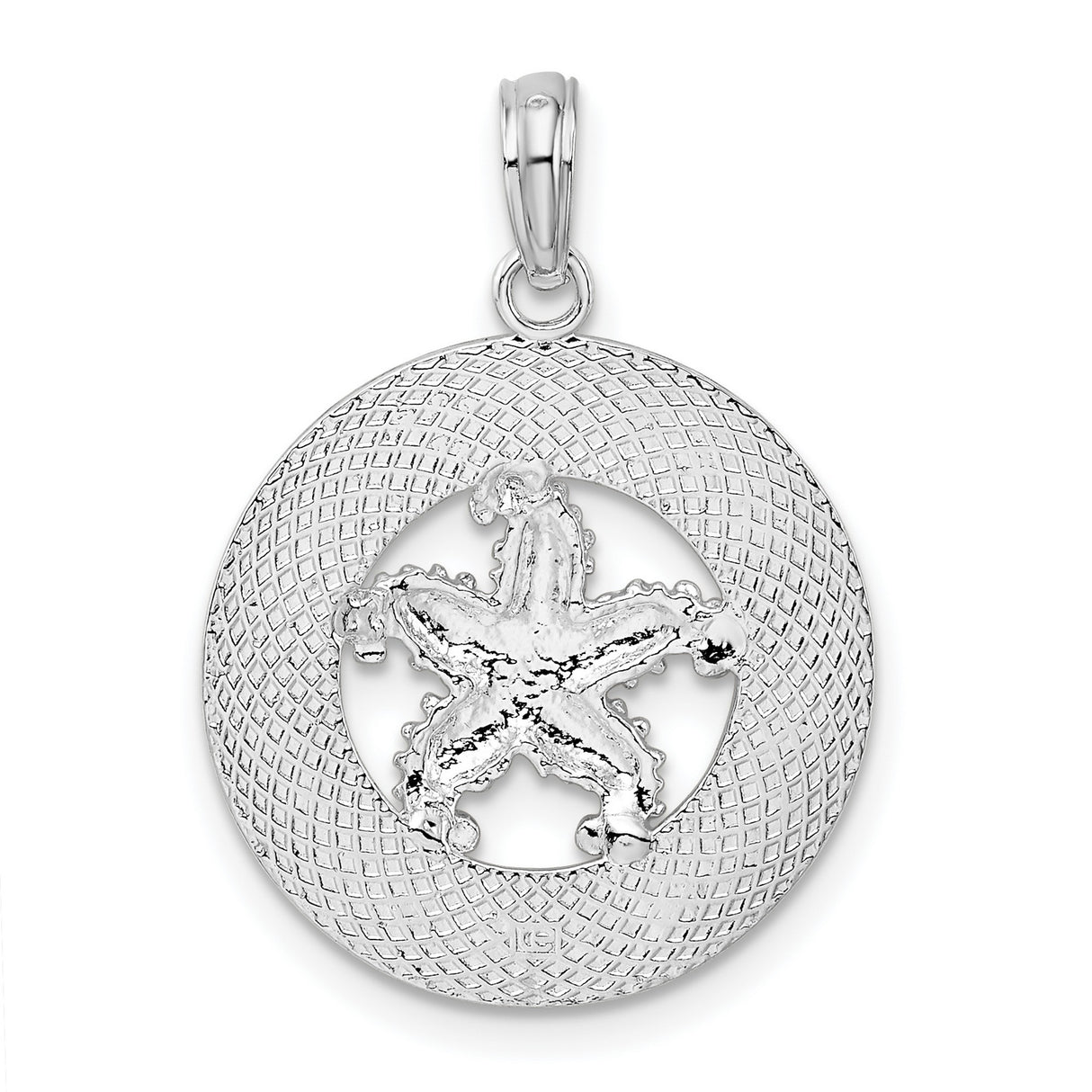 Sterling Silver Starfish Pendant, Textured Ocean Charm, Coastal Nautical Jewelry Souvenir