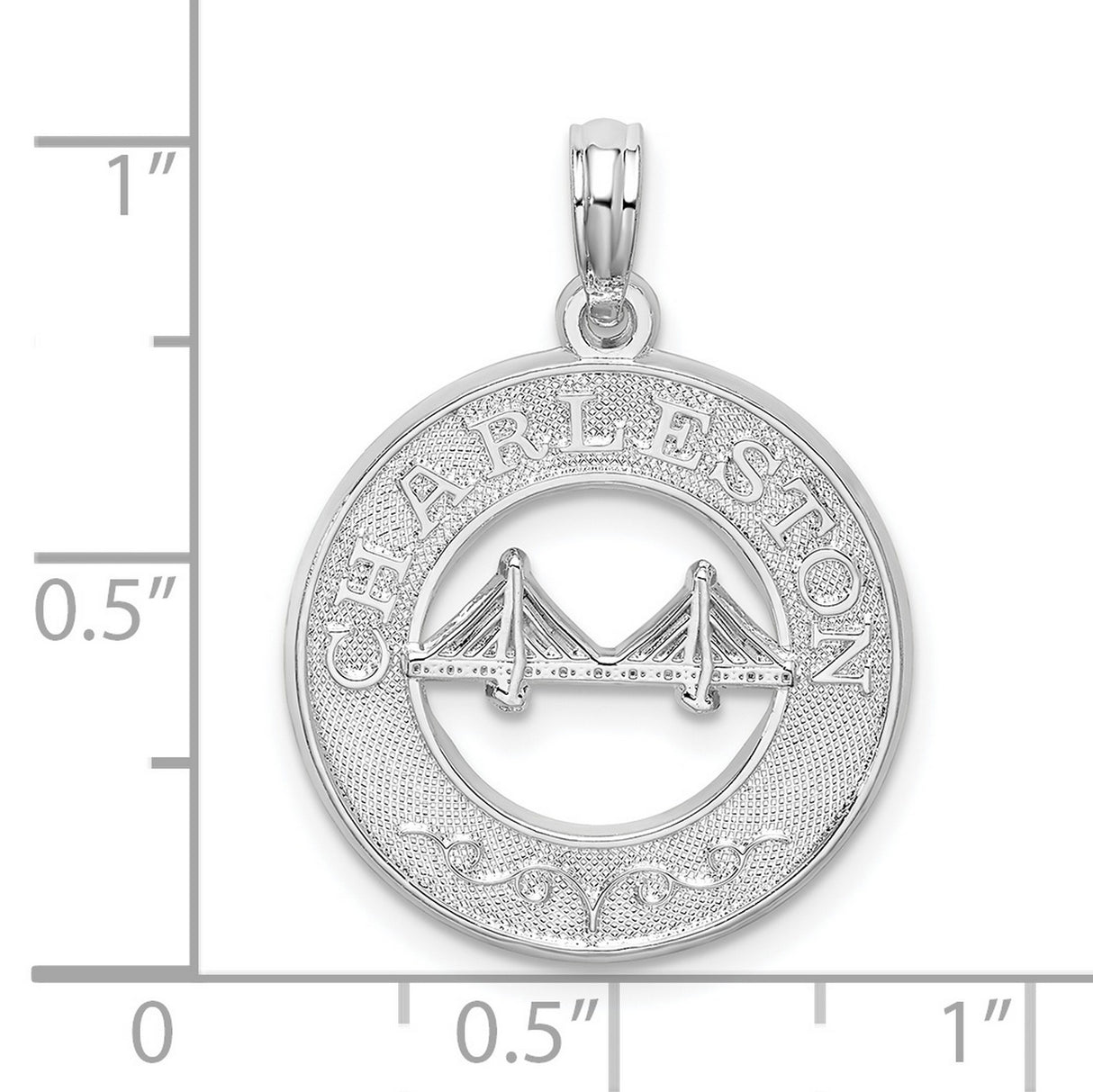 Sterling Silver Pendant with Charleston Bridge and Arthur Ravenel Cutout, Skyline Travel Charm