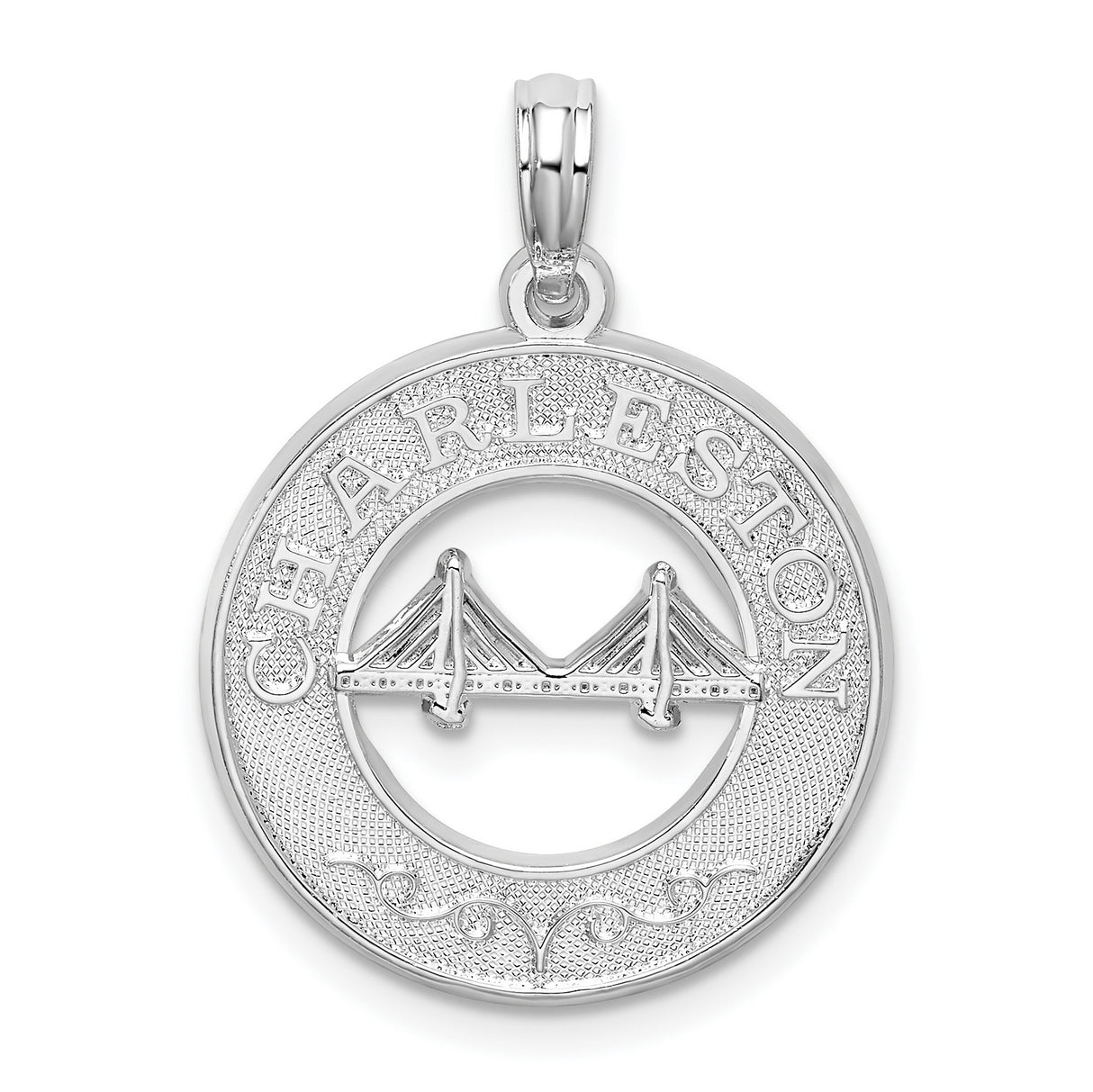 Sterling Silver Pendant with Charleston Bridge and Arthur Ravenel Cutout, Skyline Travel Charm