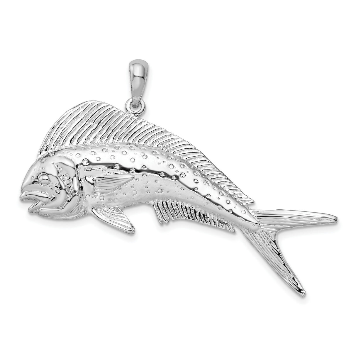 Sterling Silver Mahi Mahi Pendant, Ocean Theme Sportfish Design, Nautical Charm for Men