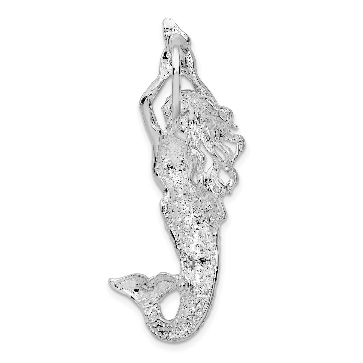 Sterling Silver Mermaid Pendant with Flowing Hair and Ocean Theme Design for Women