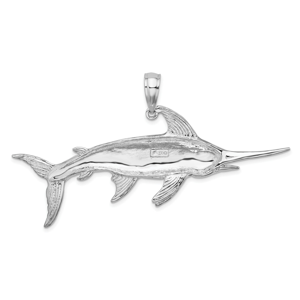 Sterling Silver Swordfish Pendant, Nautical Sea Theme Marine Life Jewelry for Men or Unisex Wear