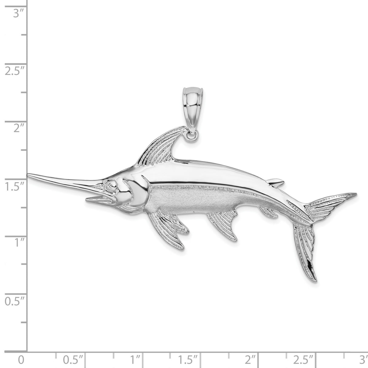 Sterling Silver Swordfish Pendant, Nautical Sea Theme Marine Life Jewelry for Men or Unisex Wear