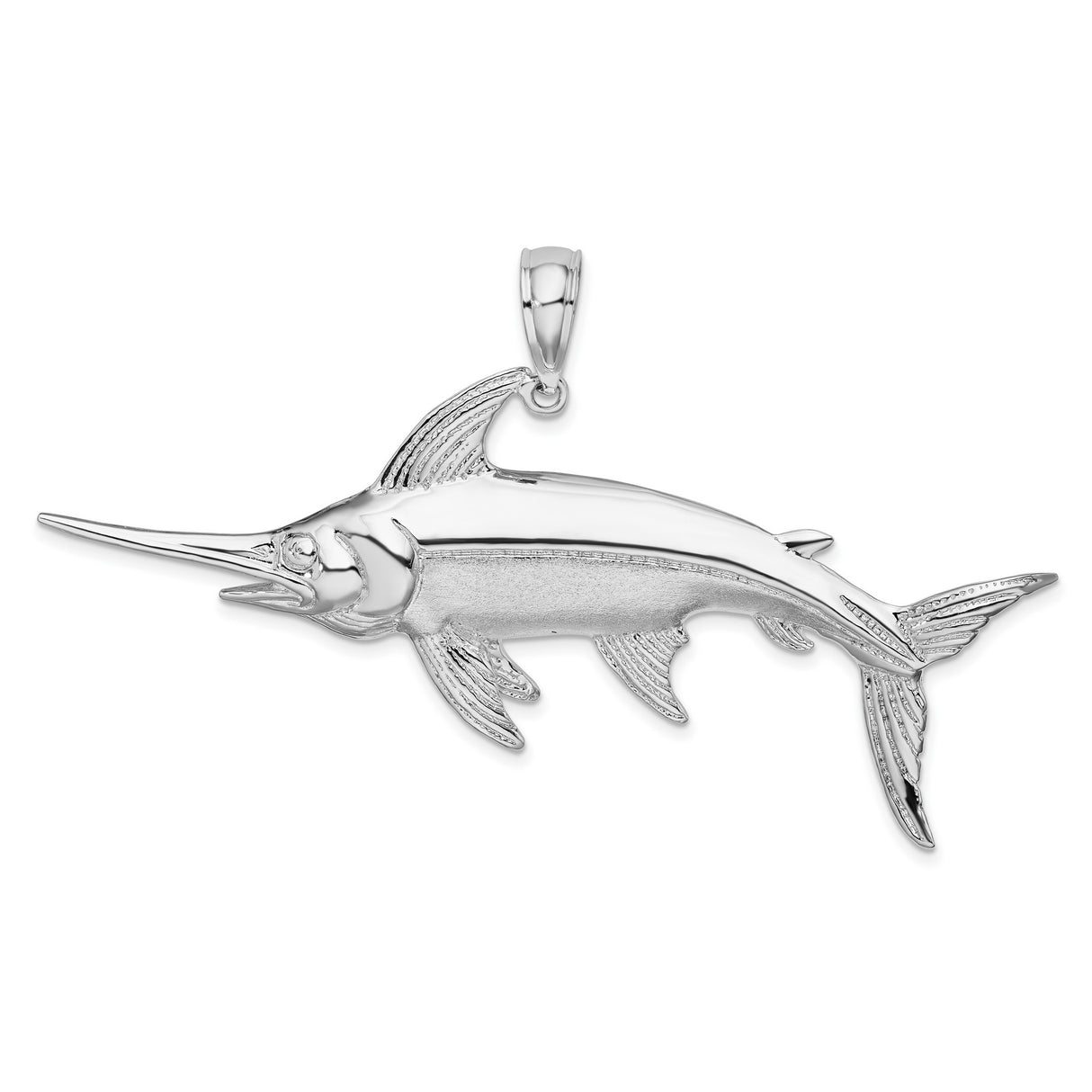 Sterling Silver Swordfish Pendant, Nautical Sea Theme Marine Life Jewelry for Men or Unisex Wear
