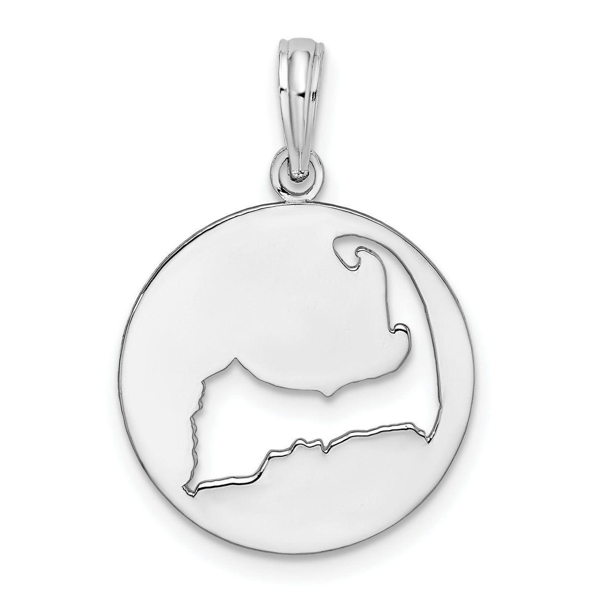 Polished Cape Cod Cut-out Charm Pendant in Real 925 Sterling Silver