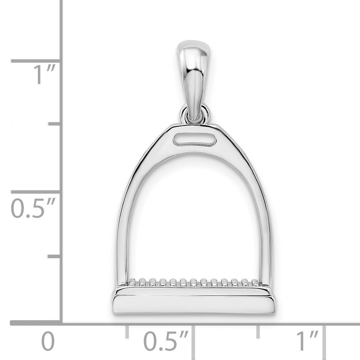 Sterling Silver Stirrup Pendant, Polished 3D Equestrian Charm for Women, Horse Riding Symbol
