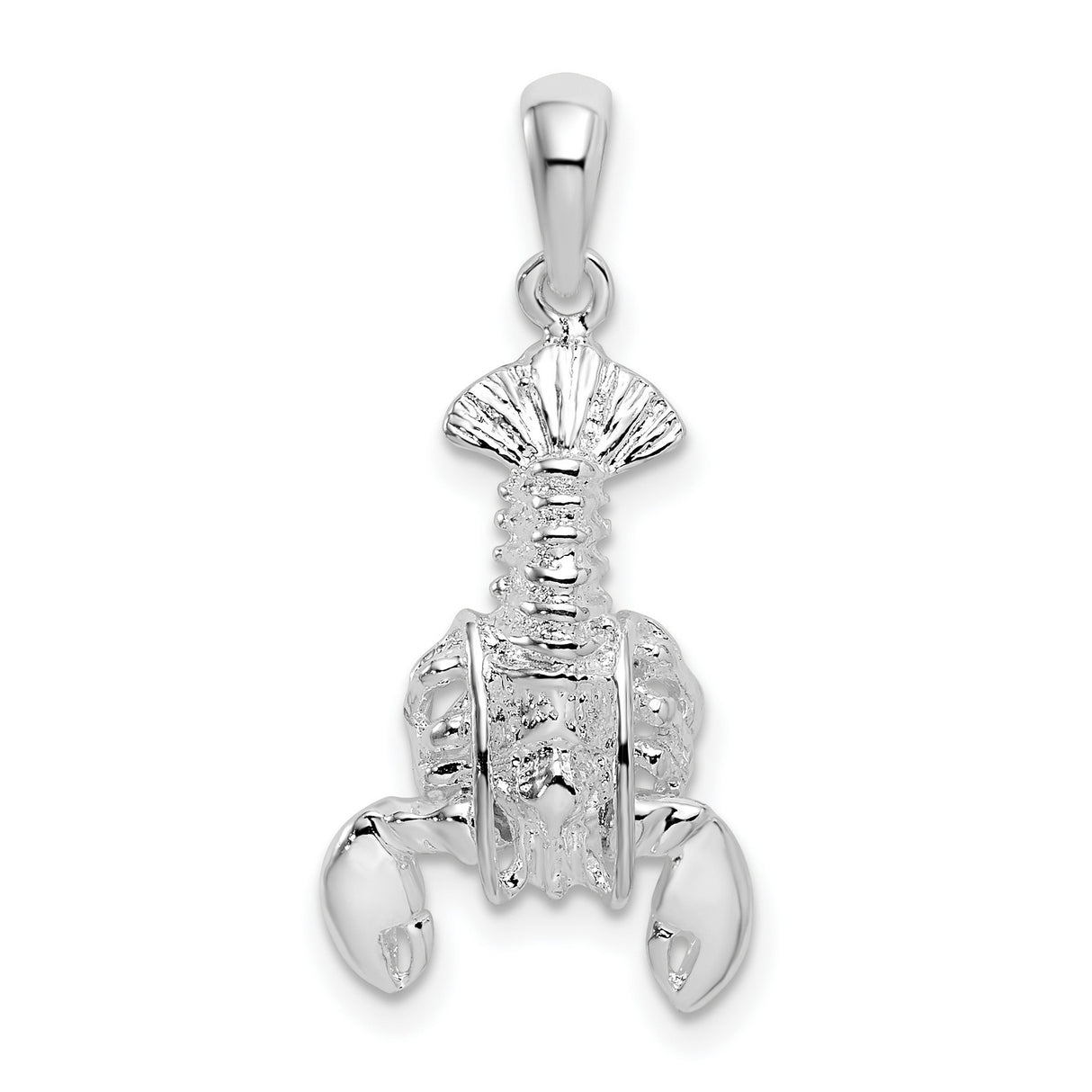 Sterling Silver Lobster Pendant, Detailed Nautical Marine Animal Charm, Unisex Ocean Jewelry