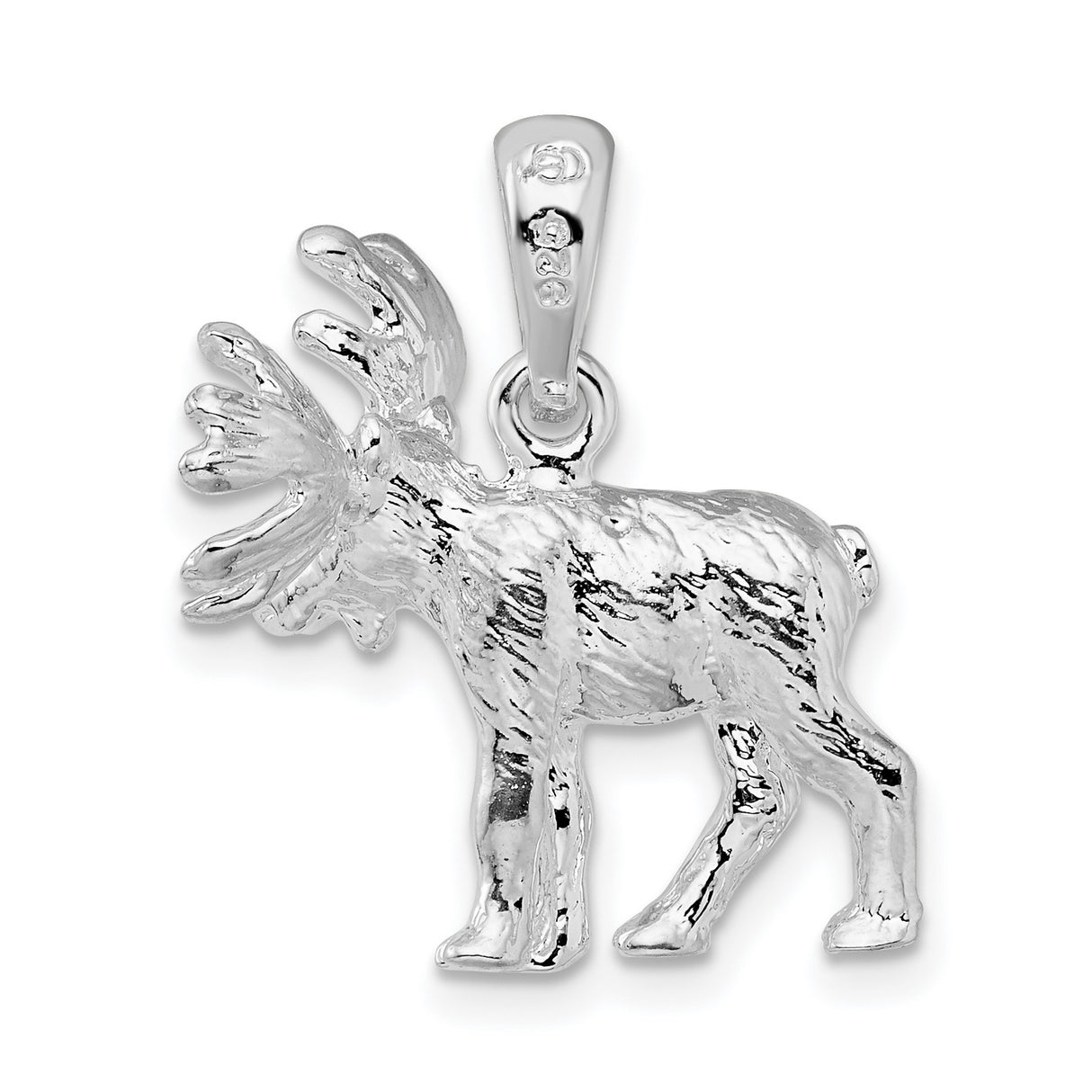 Sterling Silver Moose Pendant with 3D Detailed Wilderness Animal Design, Unisex Wildlife Charm