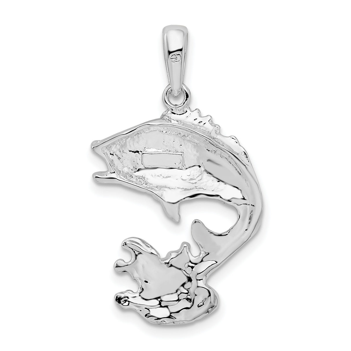 Sterling Silver Pendant, Jumping Fish Bass or Trout Design, Nature Fishing Theme, Unisex