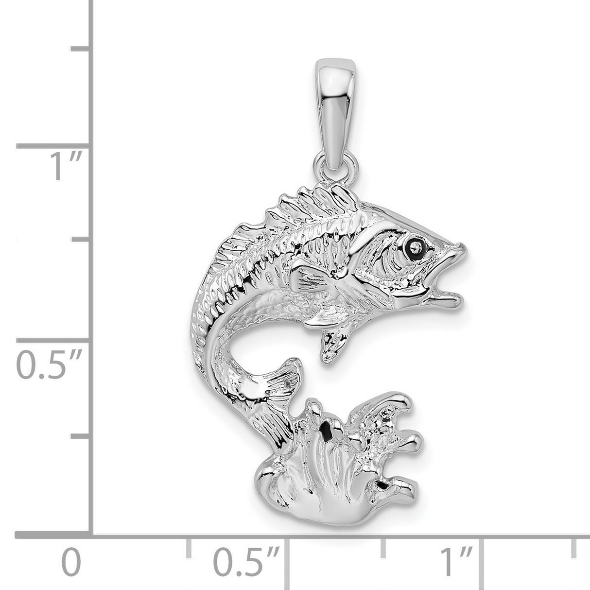 Sterling Silver Pendant, Jumping Fish Bass or Trout Design, Nature Fishing Theme, Unisex
