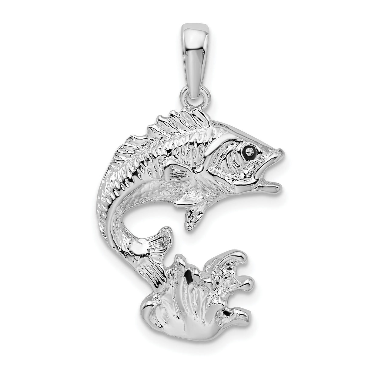Sterling Silver Pendant, Jumping Fish Bass or Trout Design, Nature Fishing Theme, Unisex