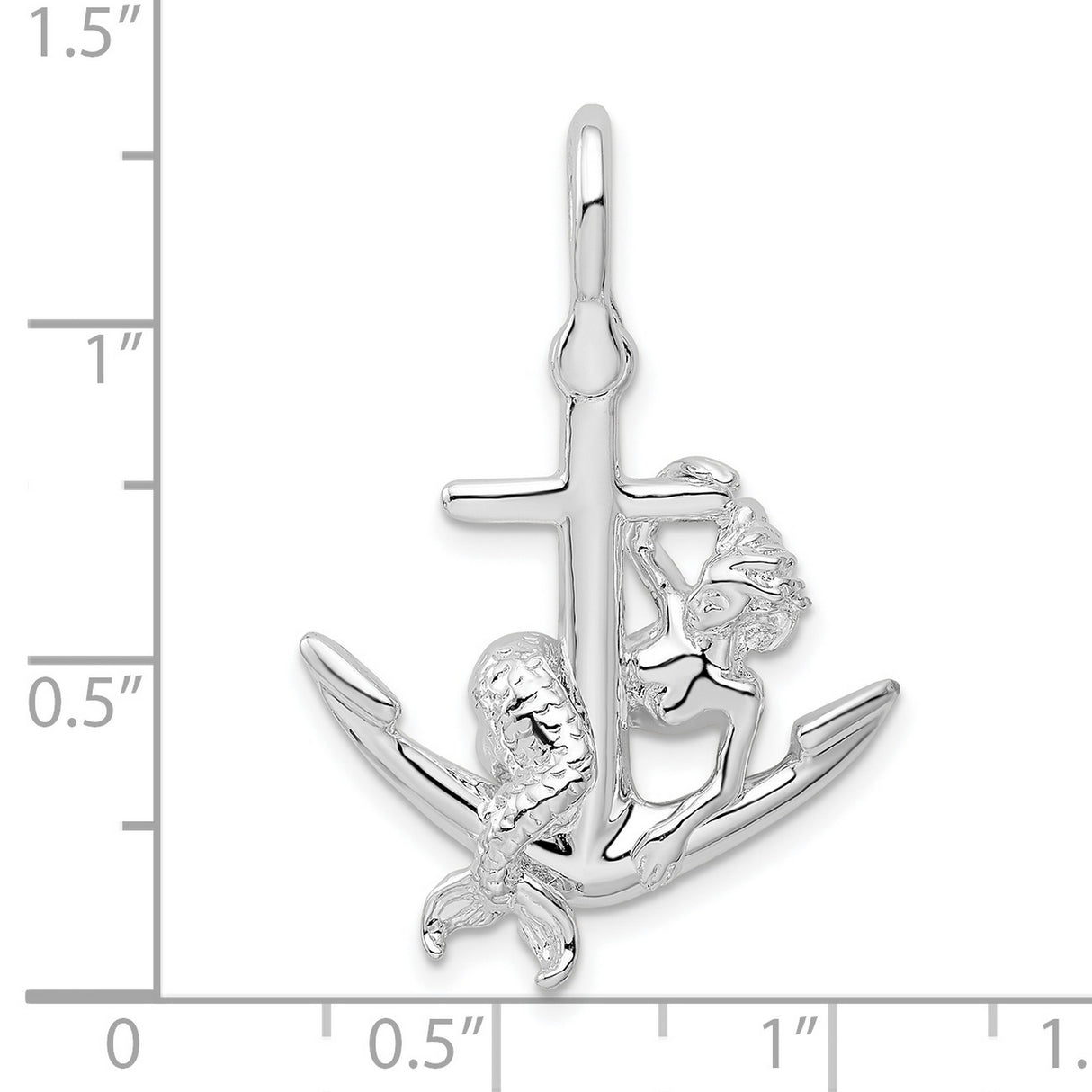 Sterling Silver Mermaid Anchor Pendant, Nautical Fantasy Marine Charm for Women or Unisex Wear