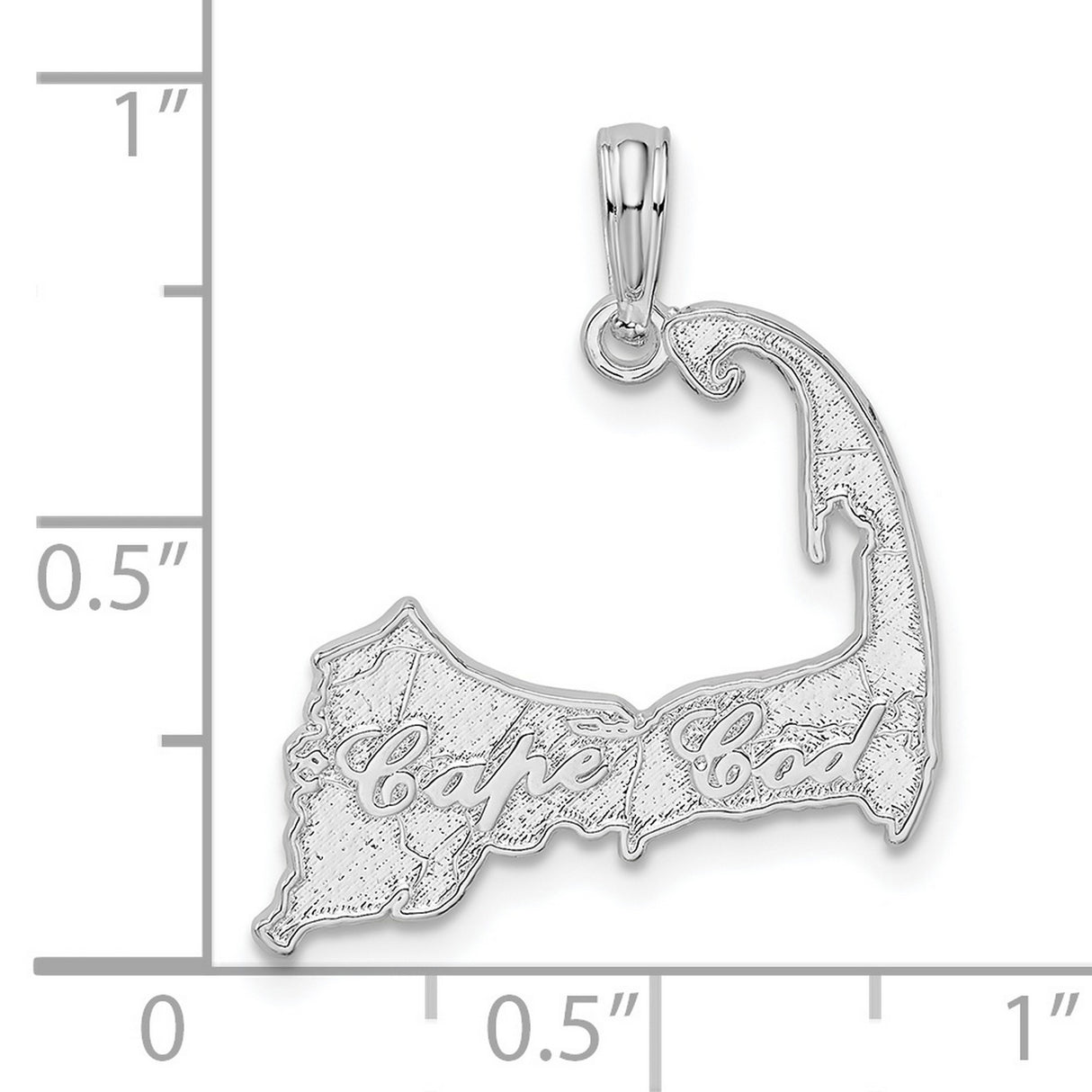 Sterling Silver Cape Cod Pendant, Nautical Map Charm with Cape Cod Script