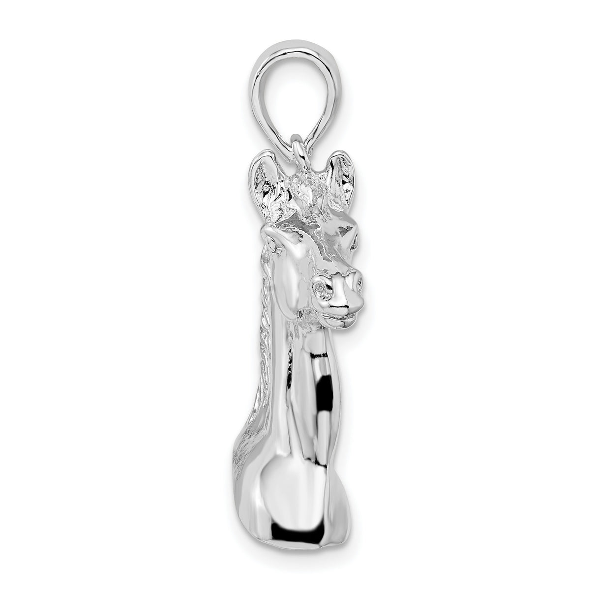 Sterling Silver Horse Head Pendant, Realistic Equestrian Design, Unisex Western Style Charm