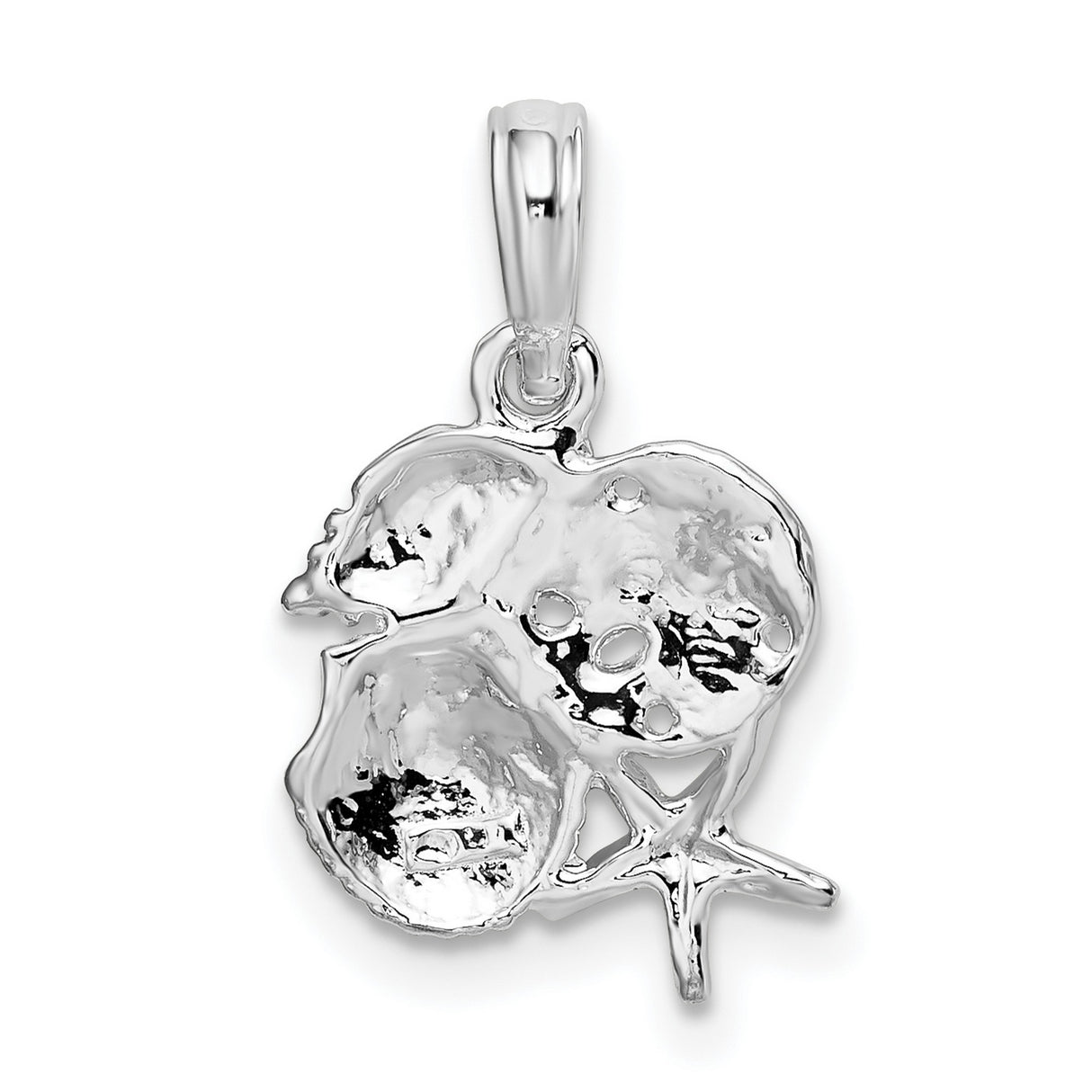 Sterling Silver Beach Pendant with Sand Dollar, Starfish, and Seashell Design