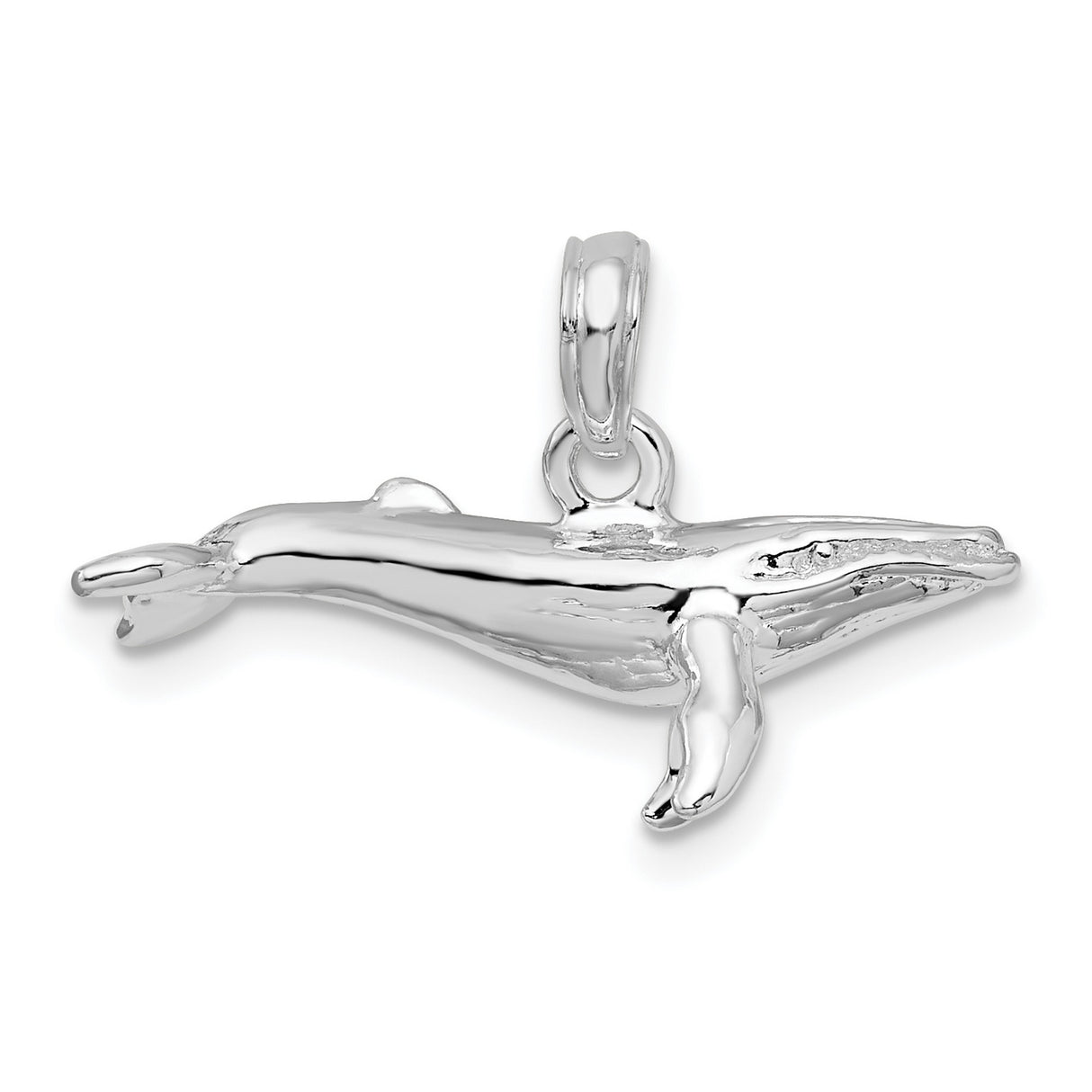 Sterling Silver Humpback Whale Pendant with Detailed Ocean Animal Design for Women or Unisex