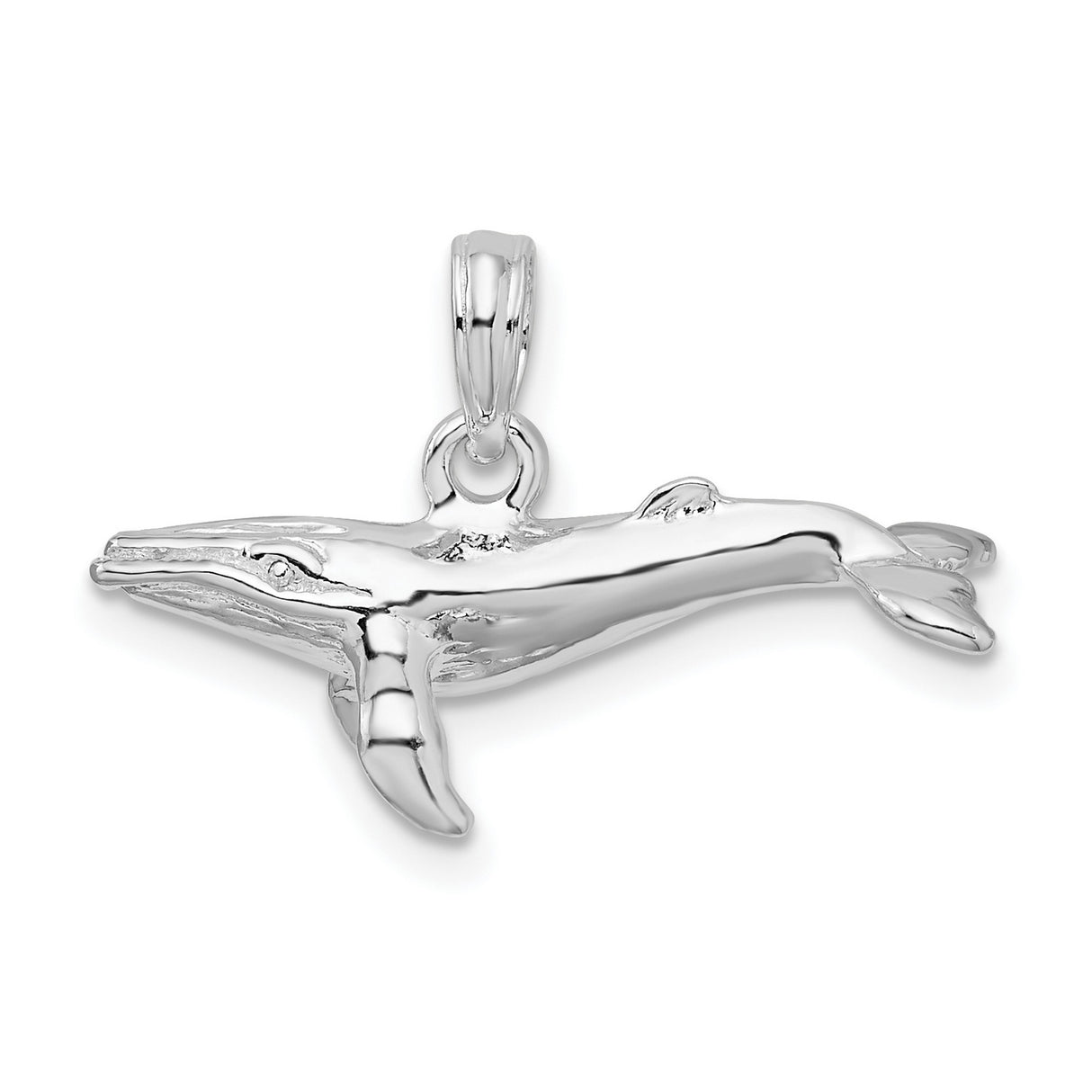 Sterling Silver Humpback Whale Pendant with Detailed Ocean Animal Design for Women or Unisex