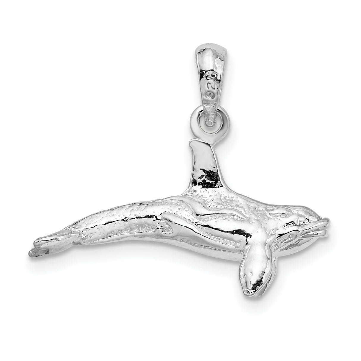 Sterling Silver Orca Dolphin Pendant, Detailed Whale Charm, Nautical Animal Jewelry