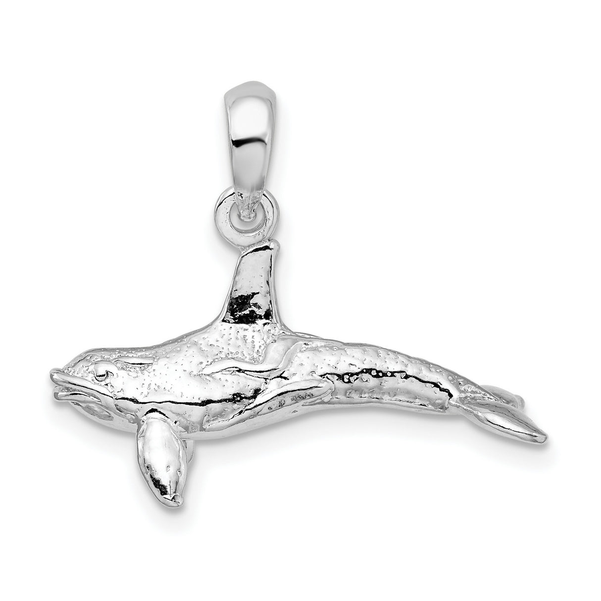 Sterling Silver Orca Dolphin Pendant, Detailed Whale Charm, Nautical Animal Jewelry