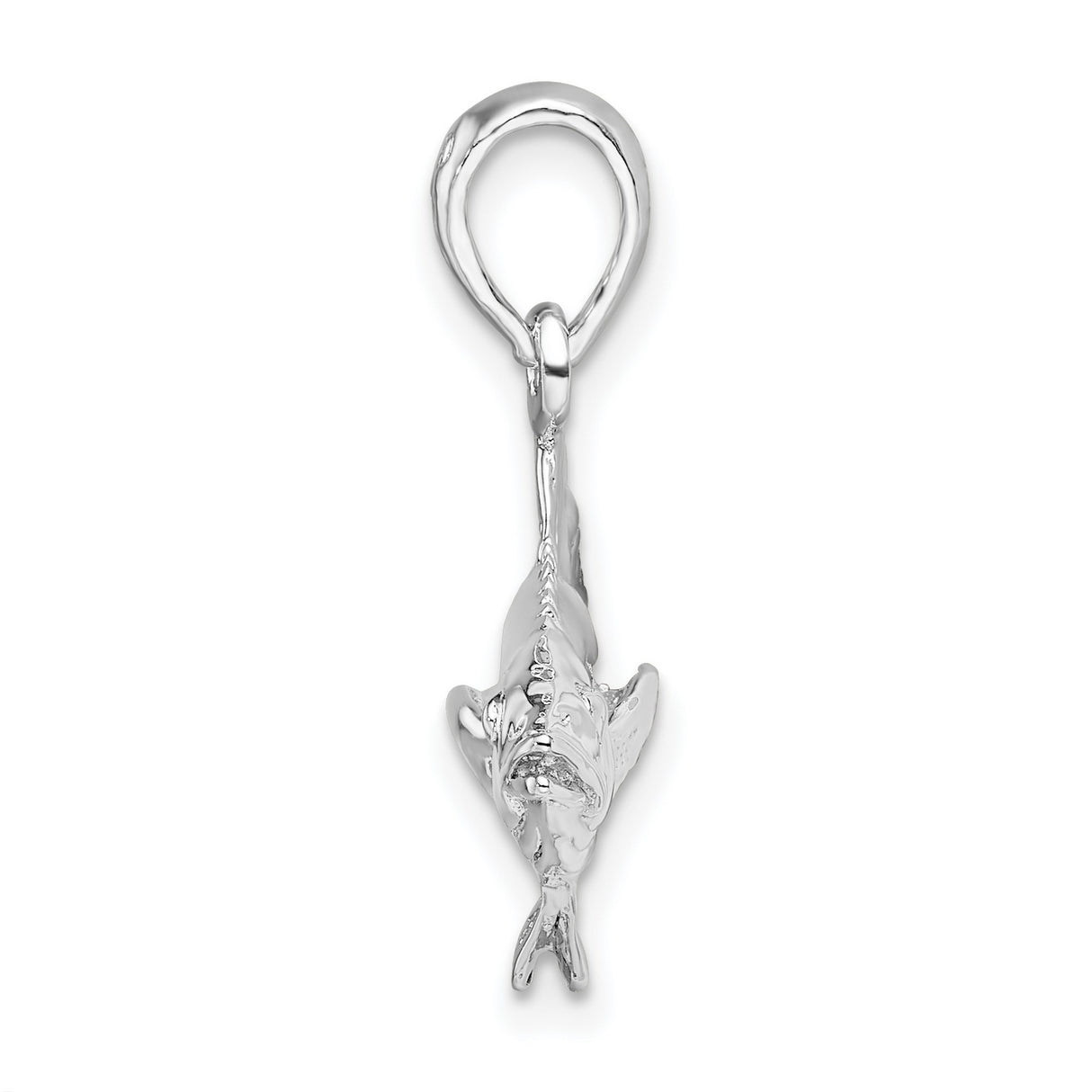 Sterling Silver Fish Pendant with 3D Angler Design, Nautical Ocean Charm for Men and Women