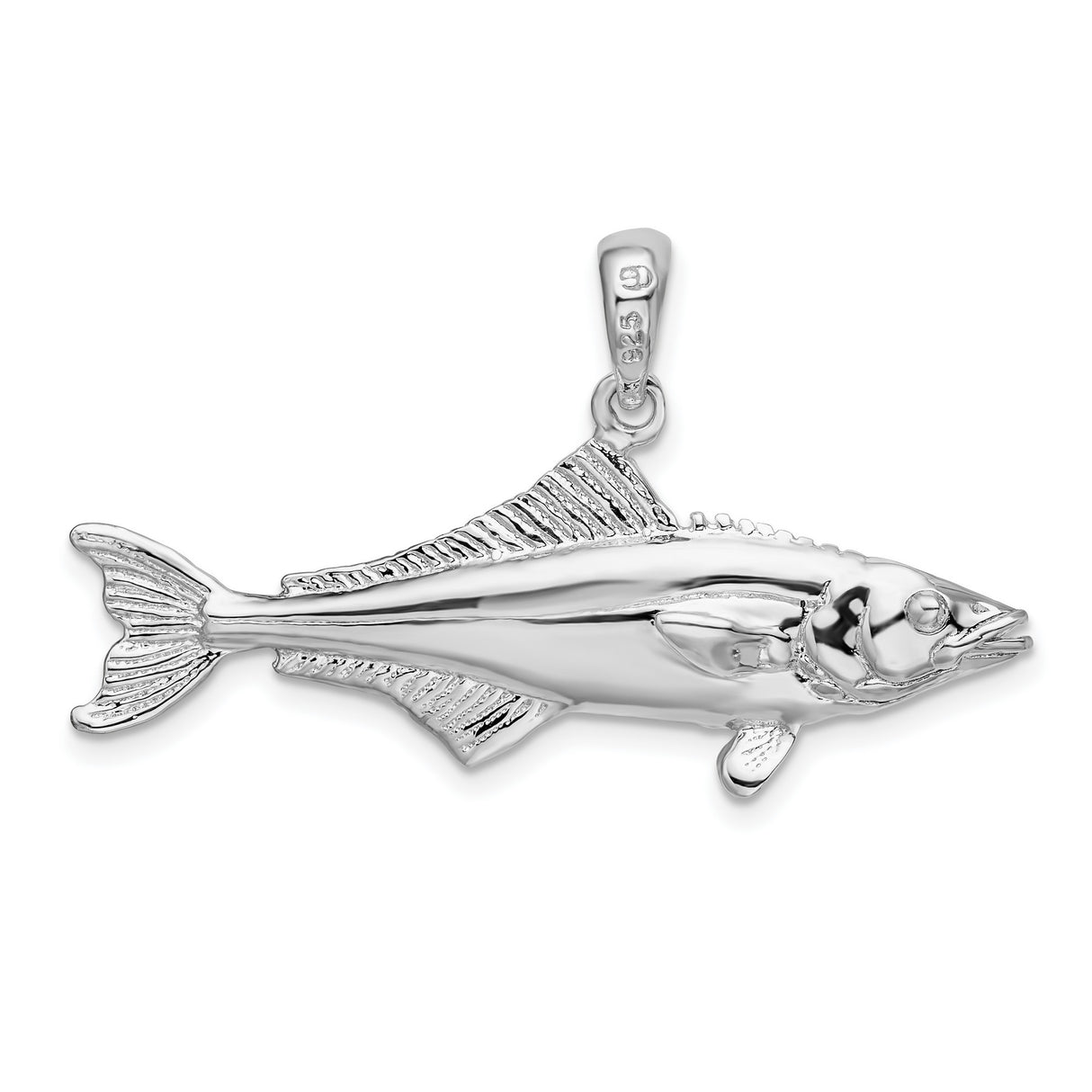 Sterling Silver Fish Pendant with 3D Angler Design, Nautical Ocean Charm for Men and Women