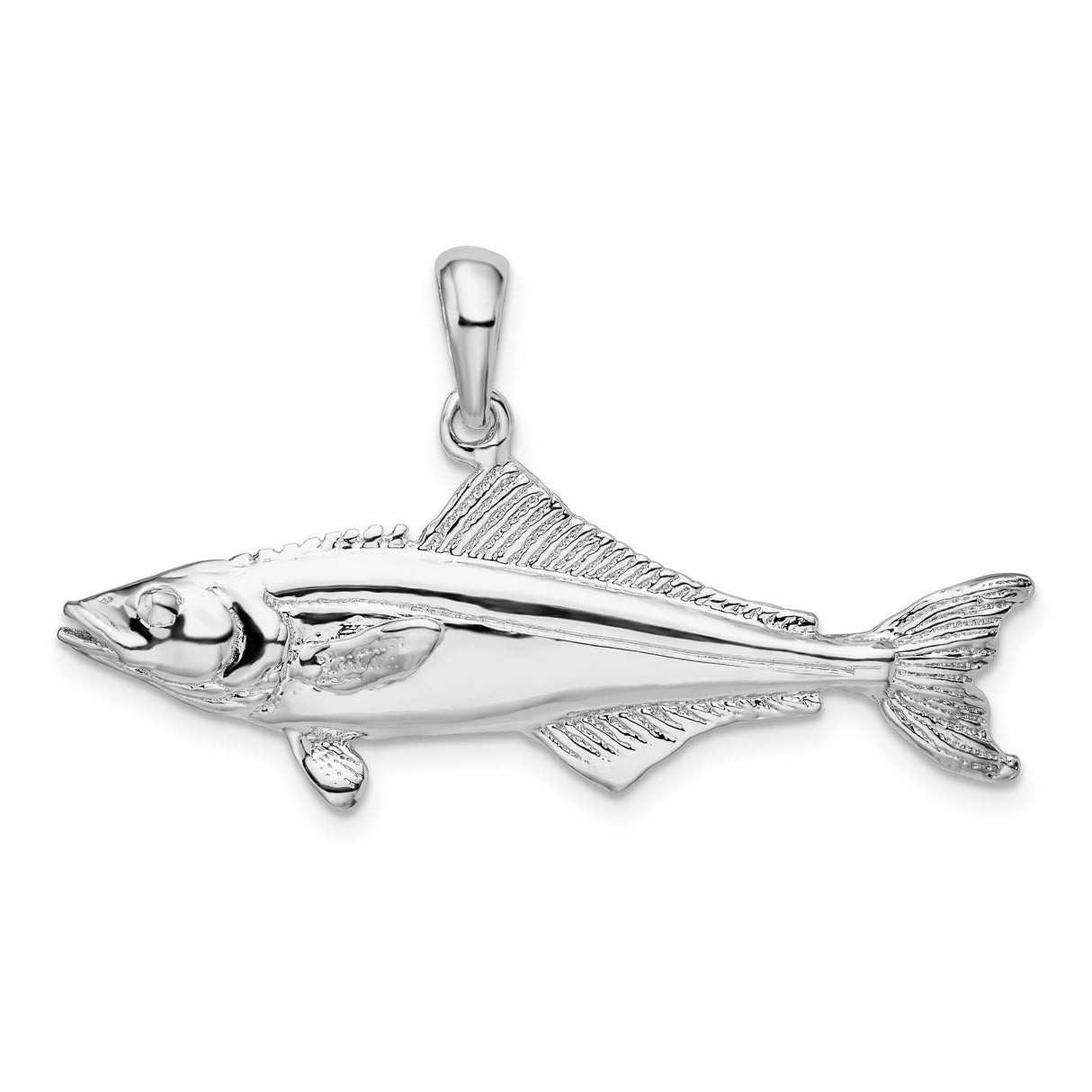 Sterling Silver Fish Pendant with 3D Angler Design, Nautical Ocean Charm for Men and Women