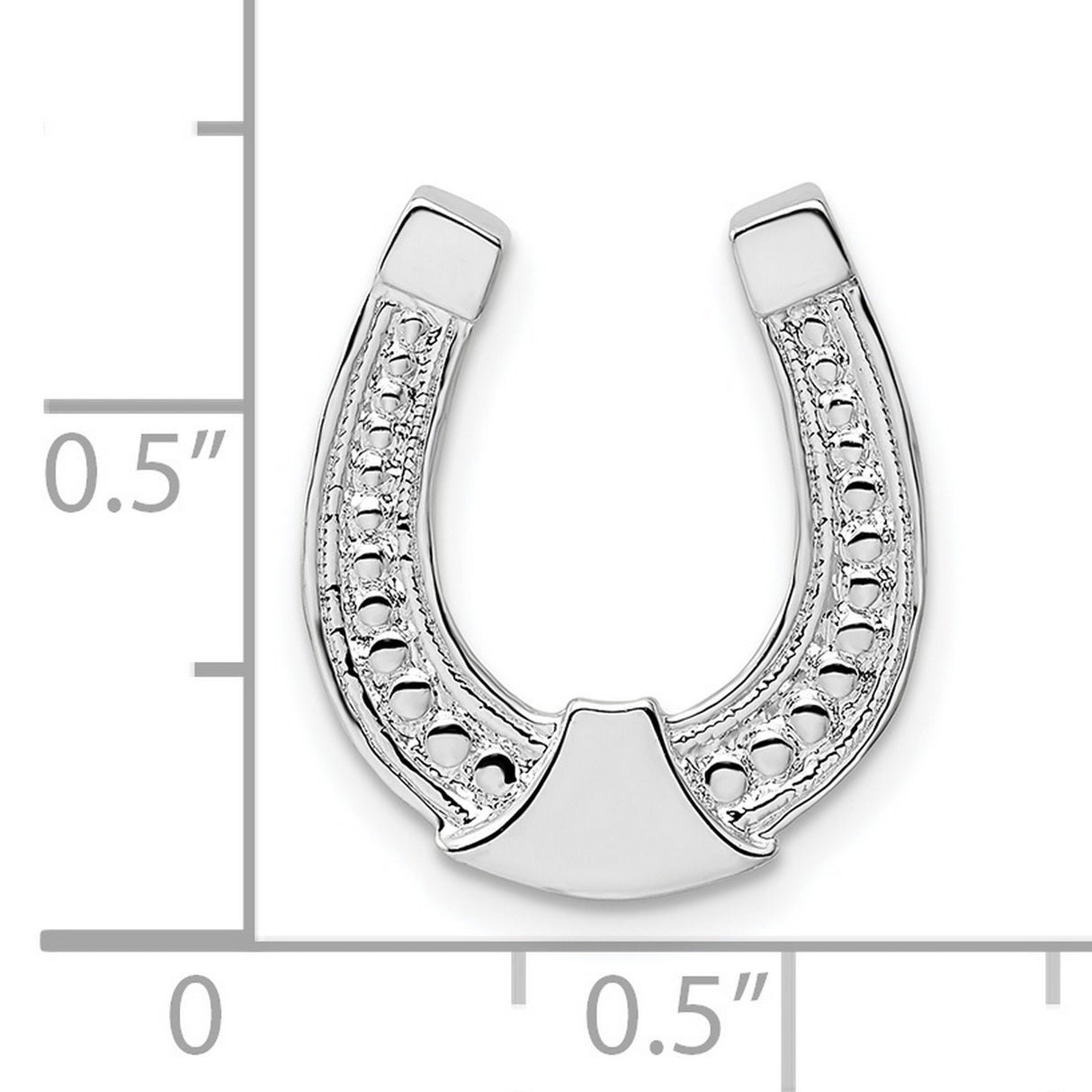 Sterling Silver Horseshoe Pendant Charm with Detailed Accents, Lucky Western Symbol