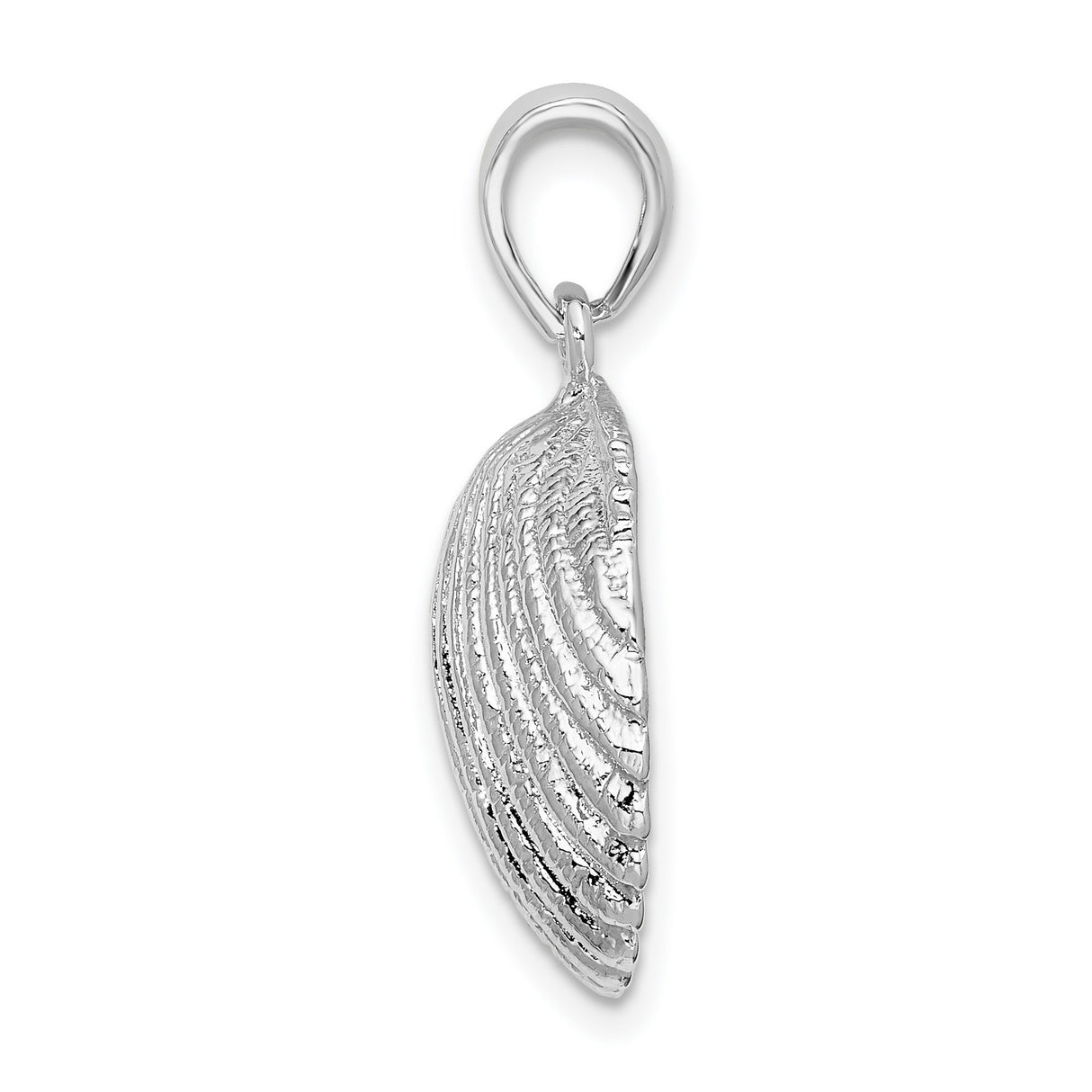 Polished Scallop Shell Charm Pendant in Real 925 Sterling Silver