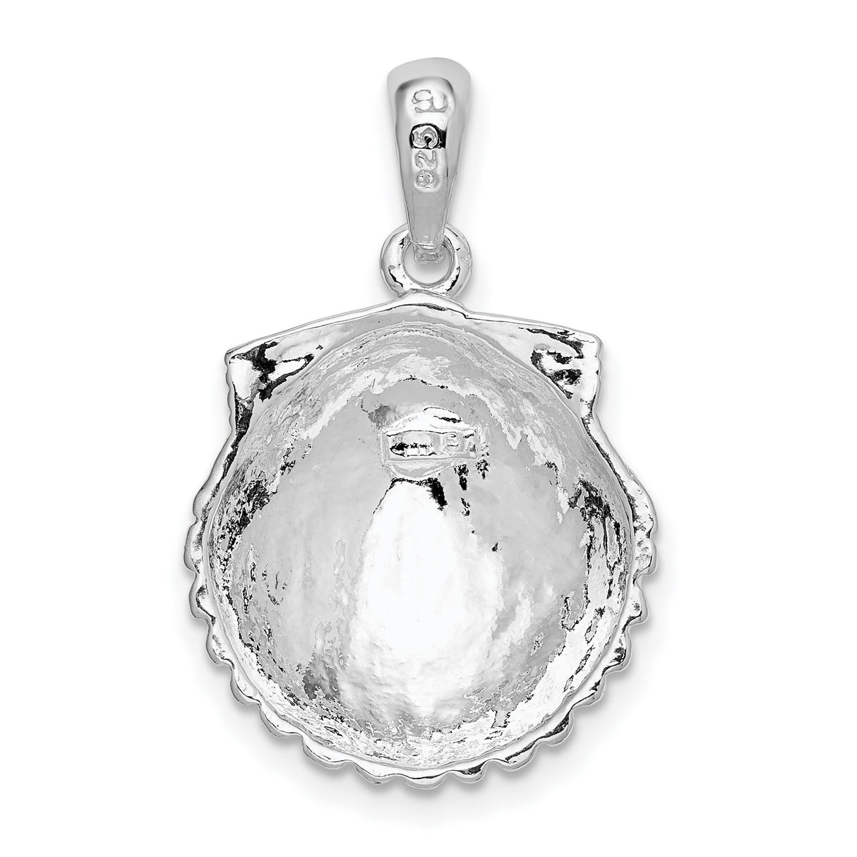 Polished Scallop Shell Charm Pendant in Real 925 Sterling Silver