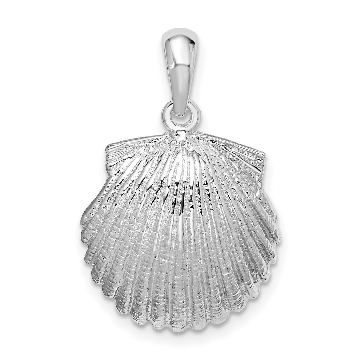 Polished Scallop Shell Charm Pendant in Real 925 Sterling Silver
