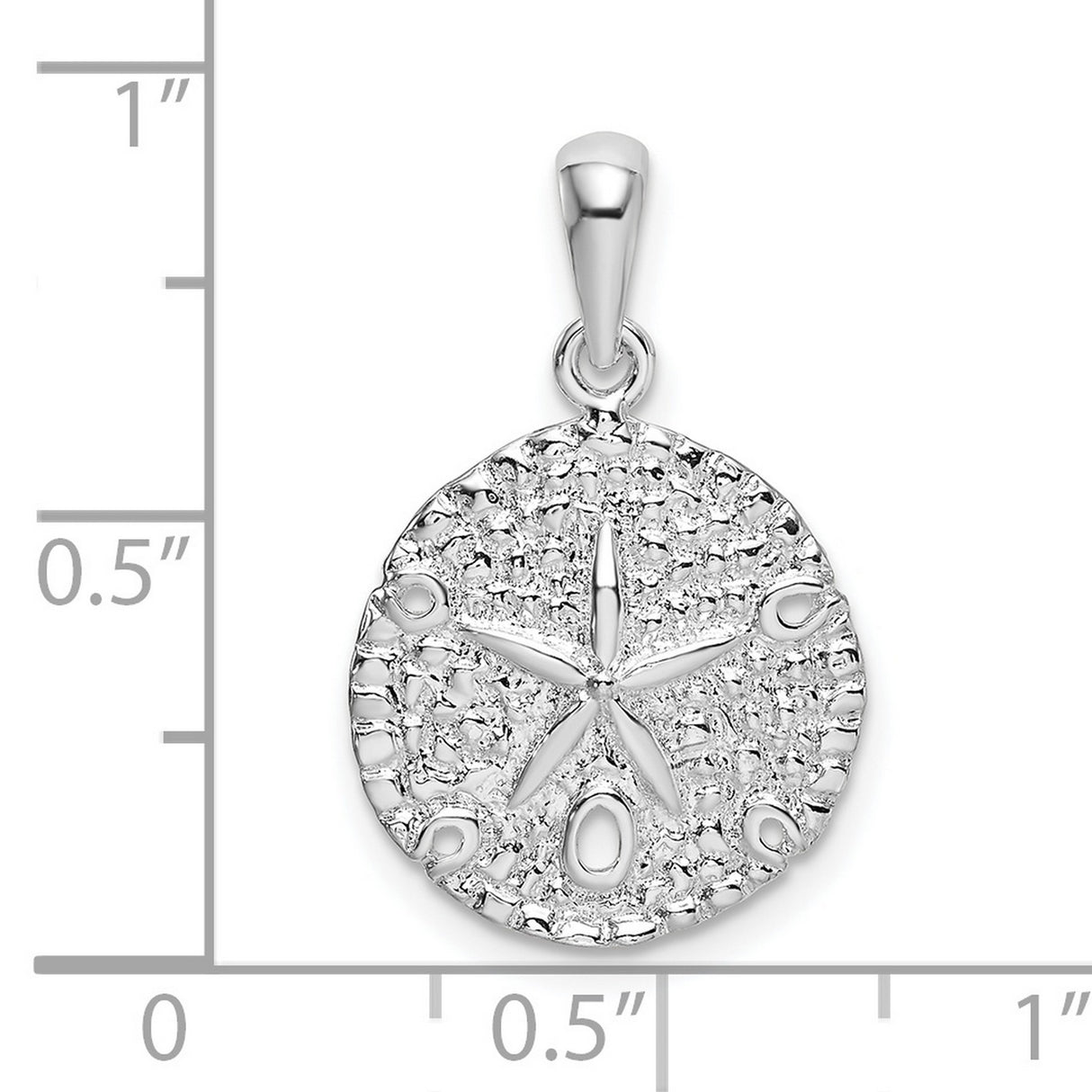 Sterling Silver Sand Dollar Pendant with Star Design, Textured Ocean Charm for Women