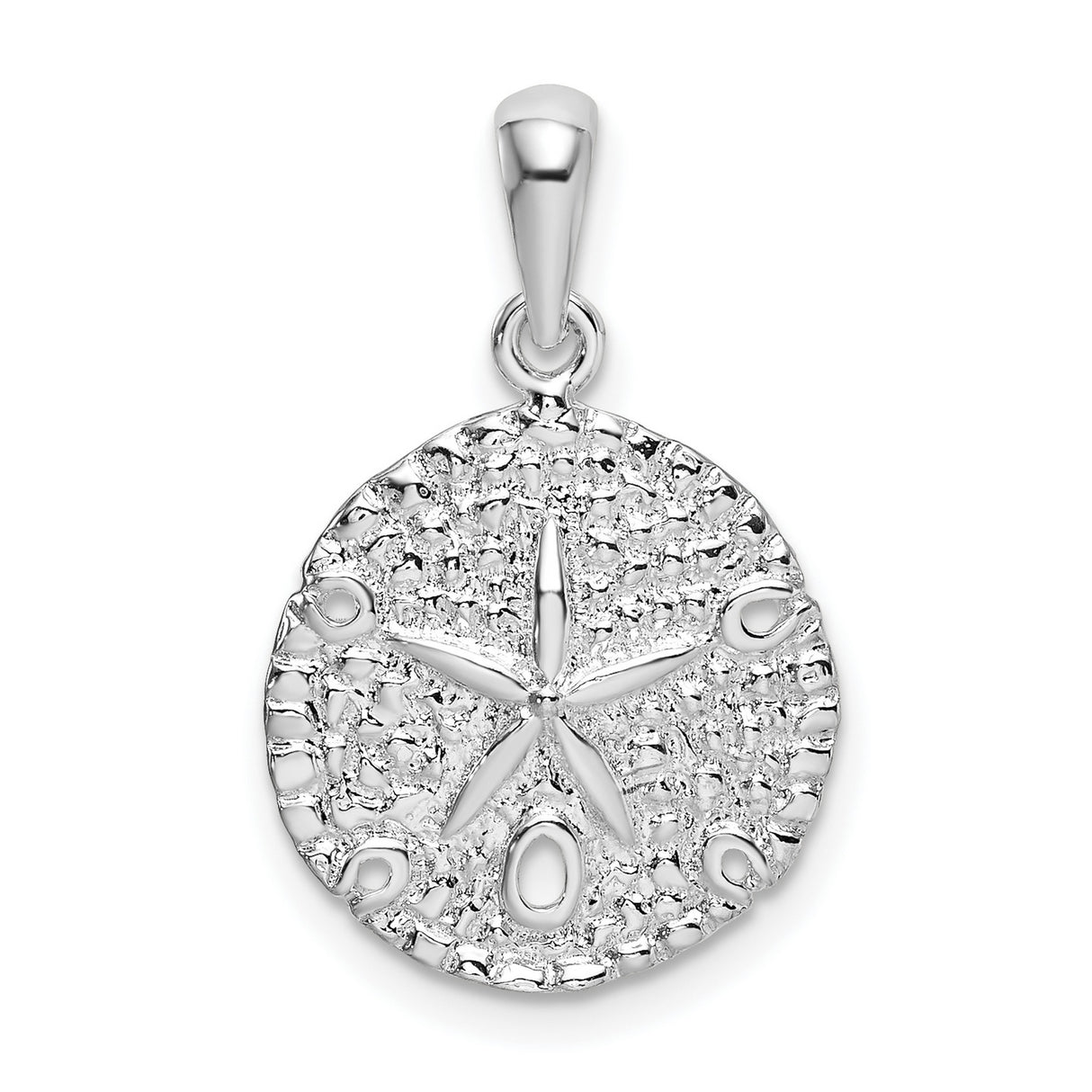 Sterling Silver Sand Dollar Pendant with Star Design, Textured Ocean Charm for Women
