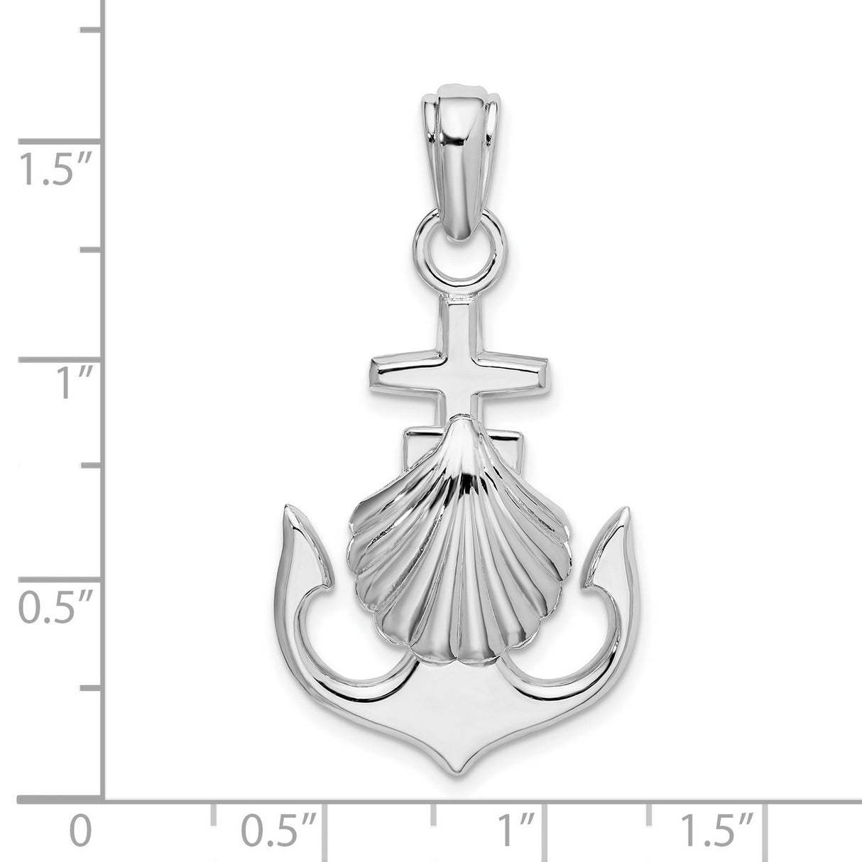 Sterling Silver Anchor Cross Pendant with Scallop Shell, Christian Camino Jewelry for Men and Women