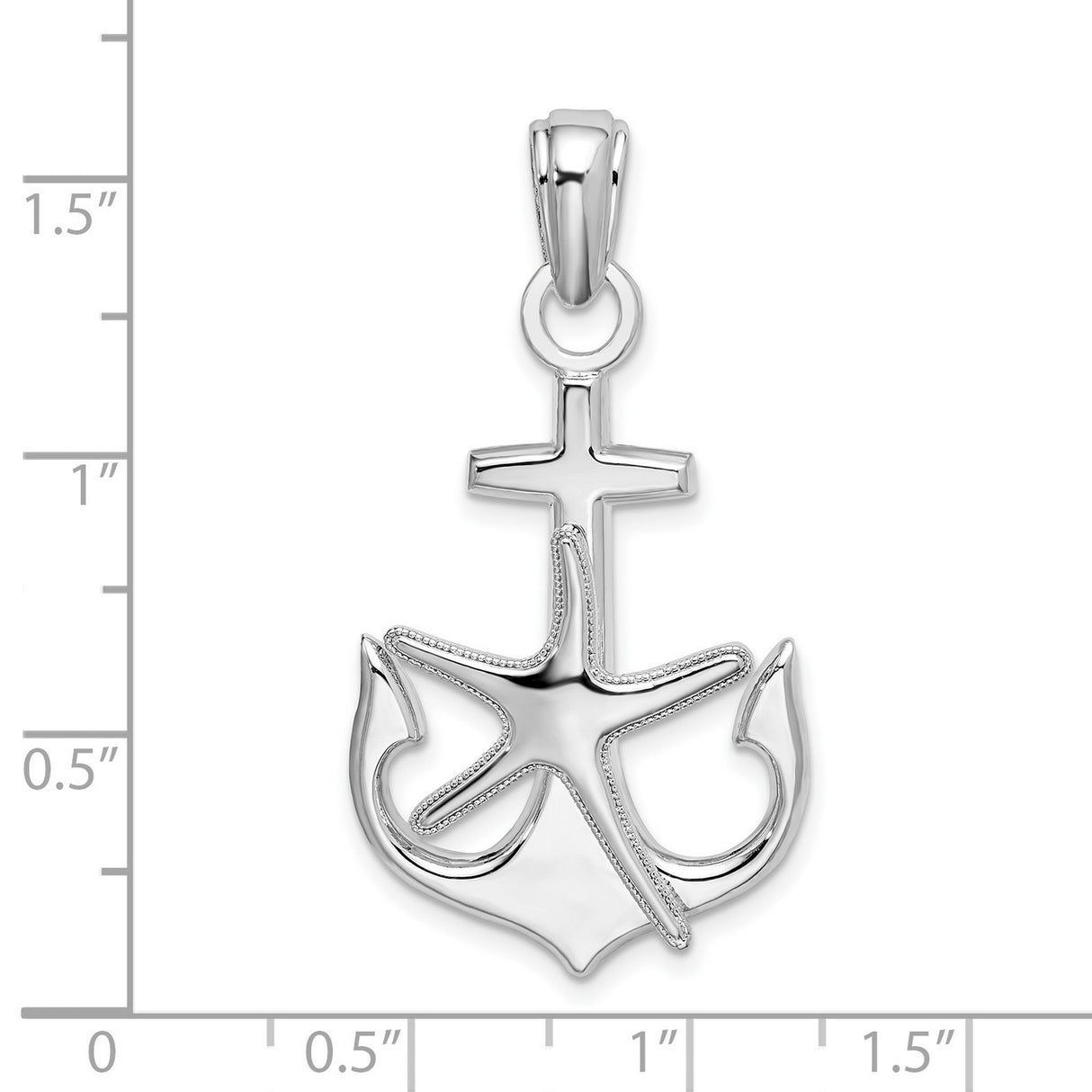 Sterling Silver Anchor Cross Pendant with Starfish Charm, Nautical Christian Jewelry