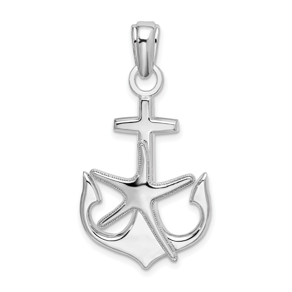 Sterling Silver Anchor Cross Pendant with Starfish Charm, Nautical Christian Jewelry